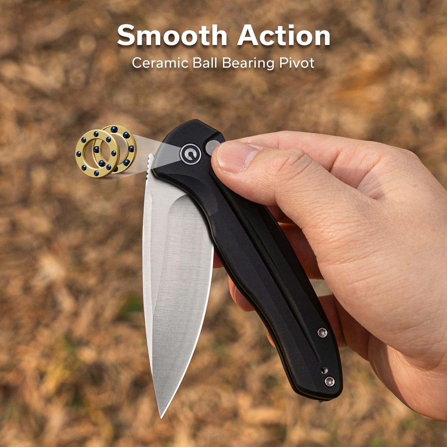 CIVIVI Button Lock Kitefin Flipper Knife Aluminum Handle (3.22" 14C28N Blade) C24091-1 - Image 4