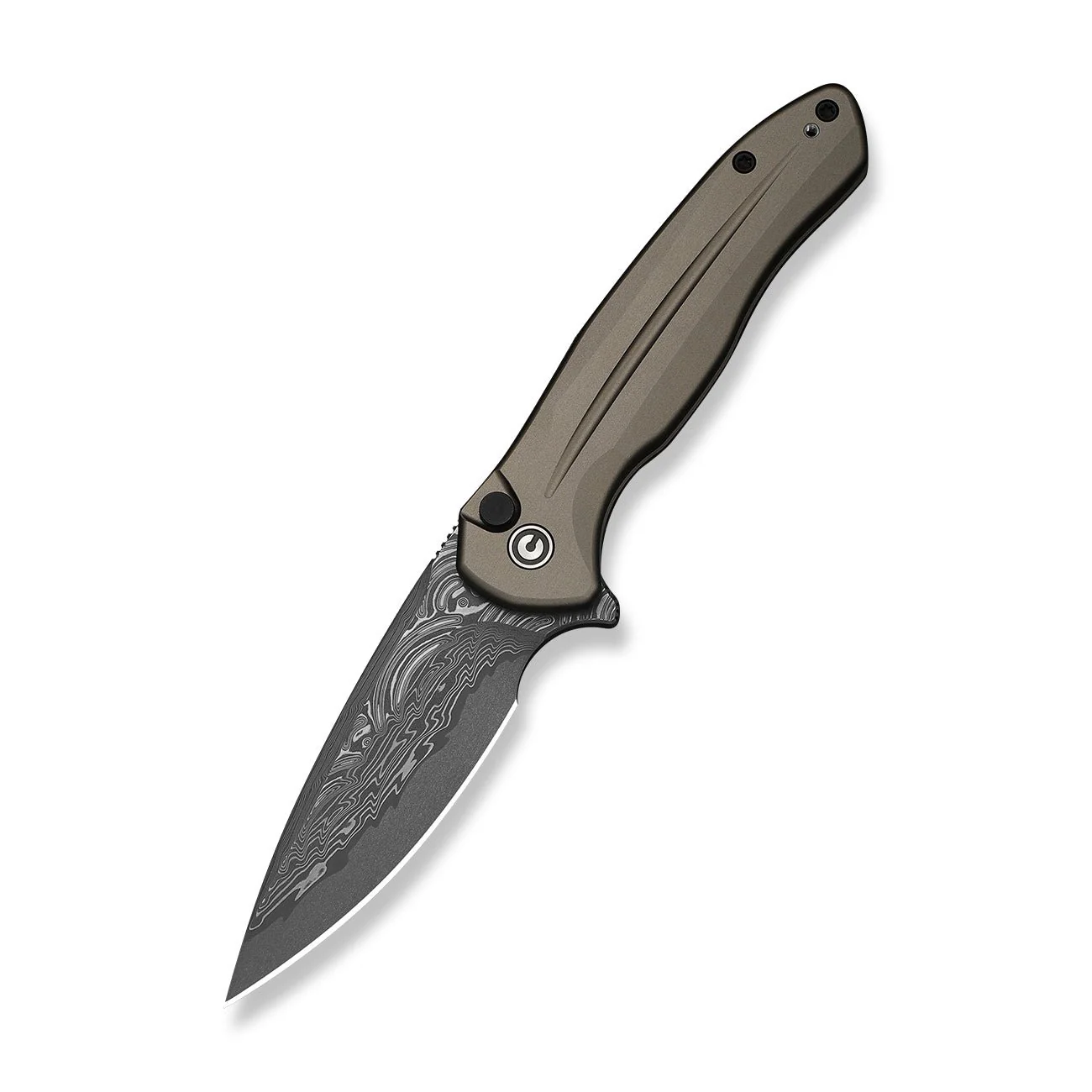 CIVIVI Button Lock Kitefin Flipper Knife Aluminum Handle (3.22" Damascus Blade) C24091-DS1 - Image 8