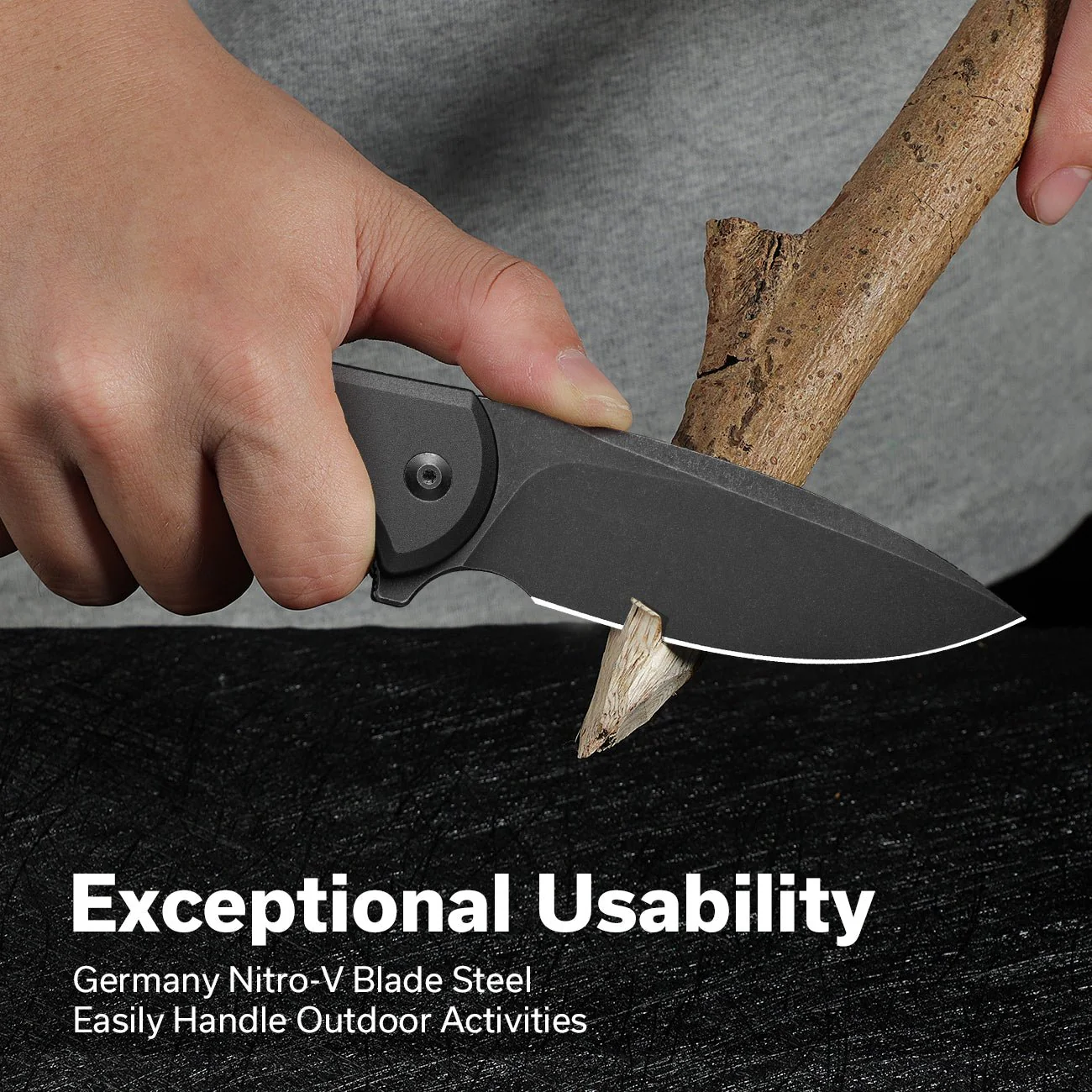 CIVIVI Button Lock Praxis Flipper Knife Aluminum Handle (3.75" Nitro-V Blade) C18026E-1 - Image 3