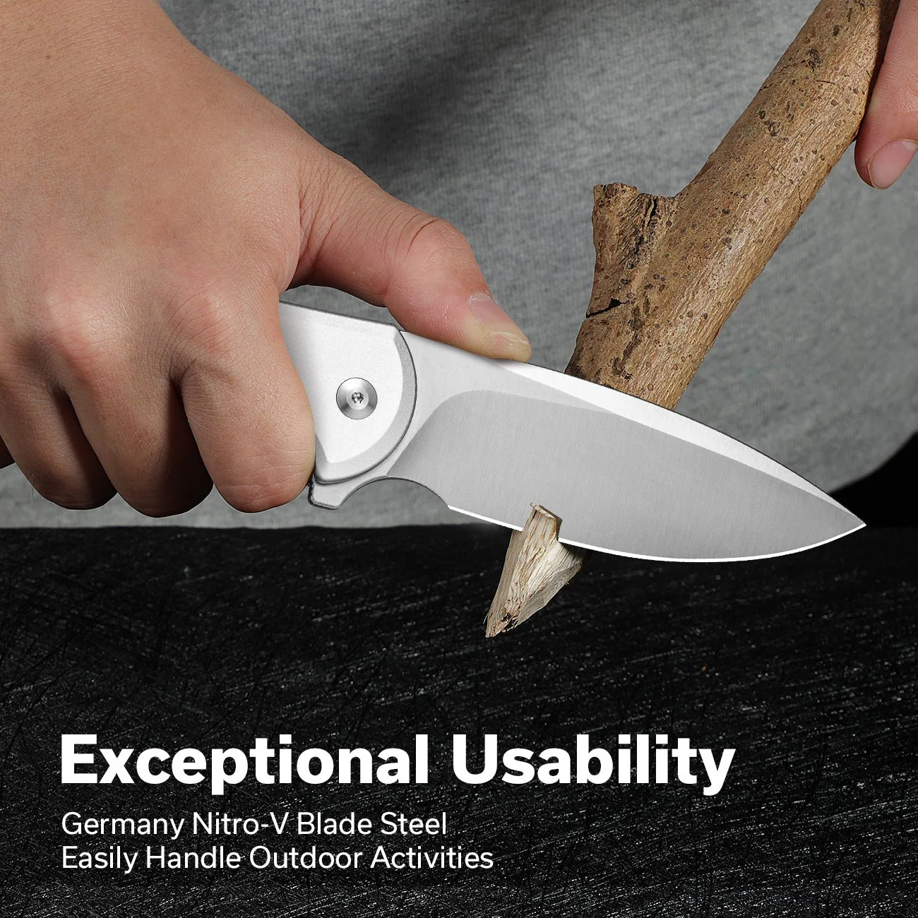 CIVIVI Button Lock Praxis Flipper Knife Aluminum Handle (3.75" Nitro-V Blade) C18026E-2 - Image 3