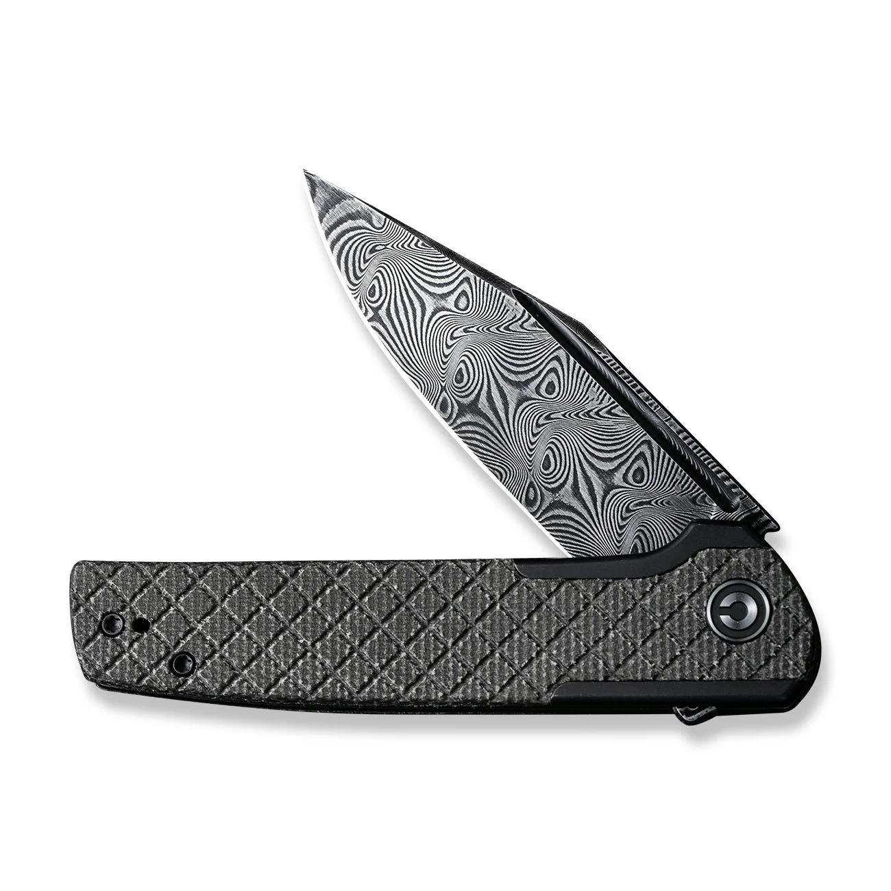 CIVIVI Cachet Flipper Knife Stainless Steel & Canvas Micarta Handle (3.48" Damascus Blade) C20041B-DS1 - Image 5