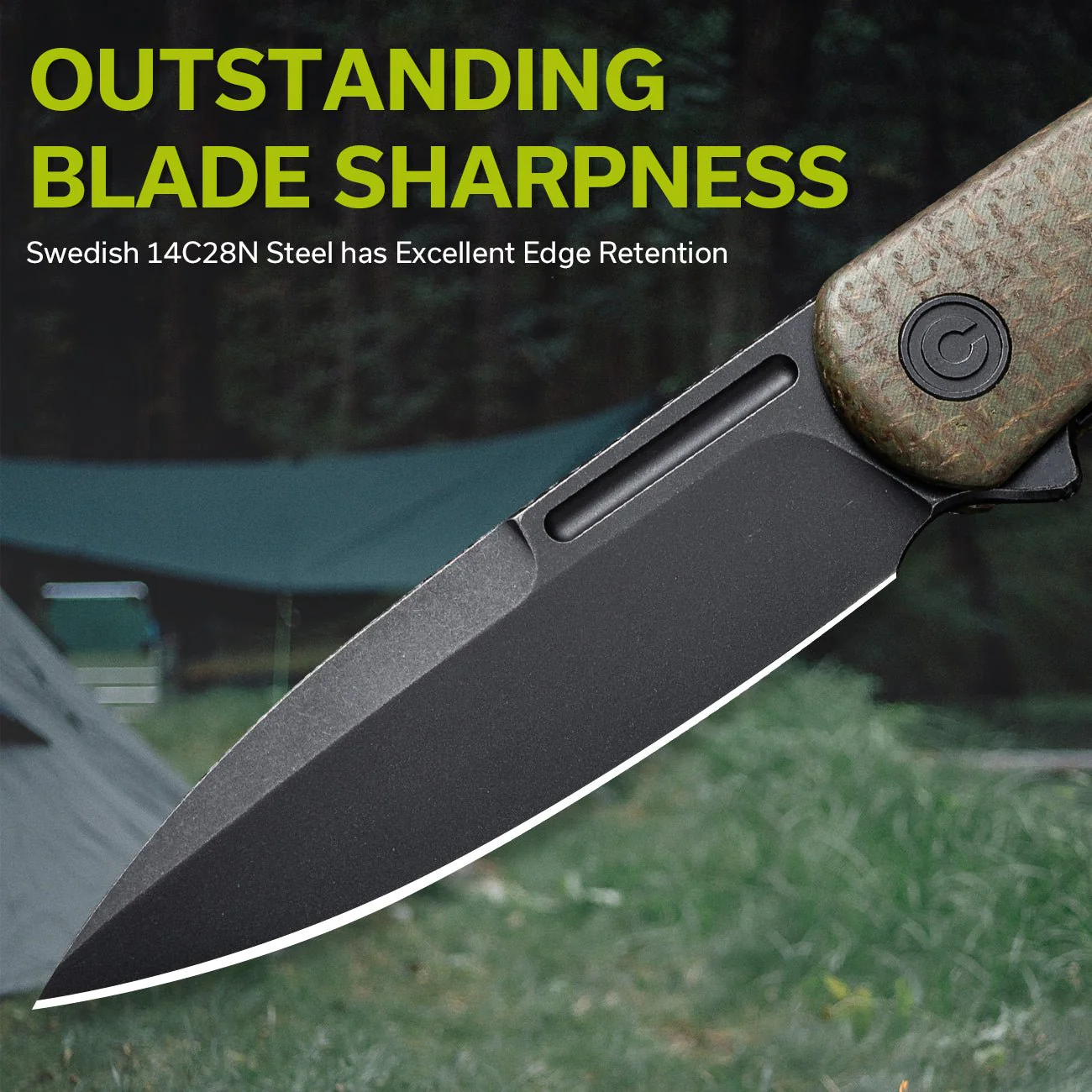 CIVIVI Caetus Flipper Knife Micarta Handle (3.48" 14C28N Blade) C21025C-3 - Image 3