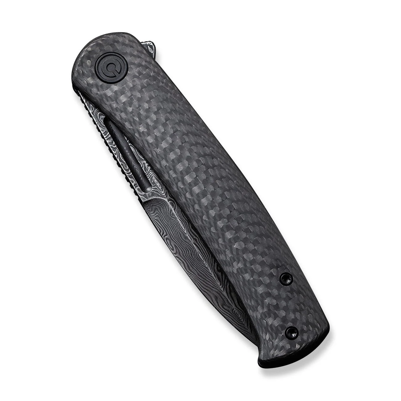 CIVIVI Cetos Flipper Knife Carbon Fiber & Stainless Steel Handle (3.48" Damascus Blade) C21025B-DS1 - Image 6