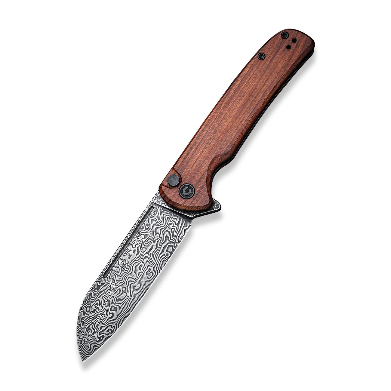 CIVIVI Chevalier Flipper & Button Lock Knife Wood Handle (3.46" Damascus Blade) C20022-DS1 - Image 3