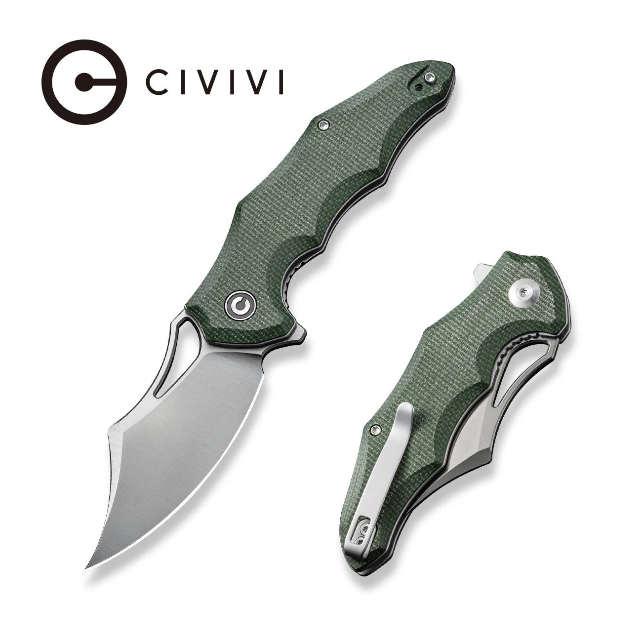 CIVIVI Chiro Flipper & Thumb Hole Knife Micarta Handle (3.1" 14C28N Blade) C23046-2