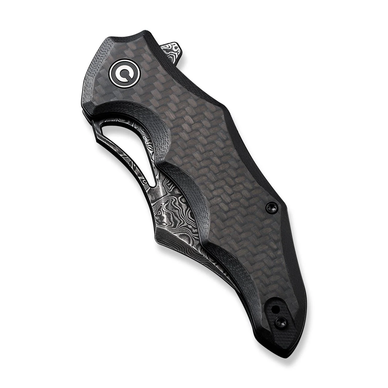 CIVIVI Chiro Flipper & Thumb Hole Knife Carbon Fiber & G10 Handle (3.1" Damascus Blade) C23046-DS1 - Image 11