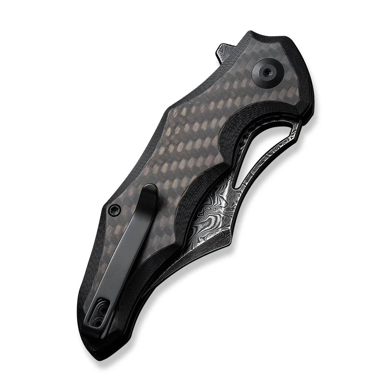 CIVIVI Chiro Flipper & Thumb Hole Knife Carbon Fiber & G10 Handle (3.1" Damascus Blade) C23046-DS1 - Image 12