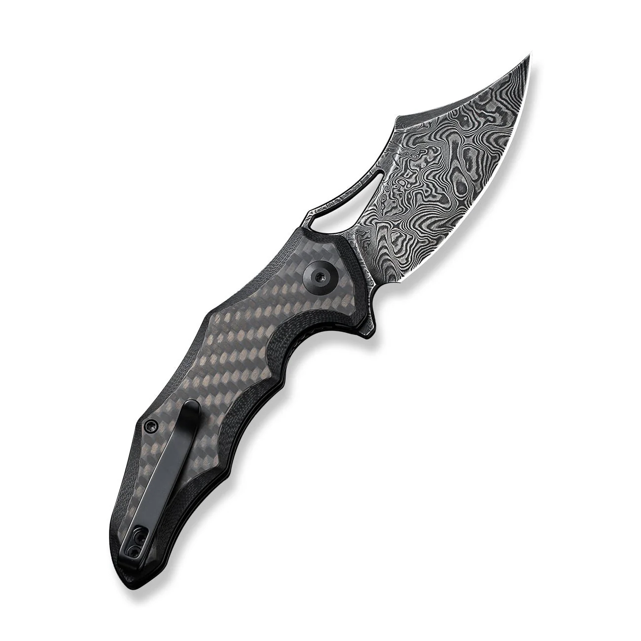 CIVIVI Chiro Flipper & Thumb Hole Knife Carbon Fiber & G10 Handle (3.1" Damascus Blade) C23046-DS1 - Image 7