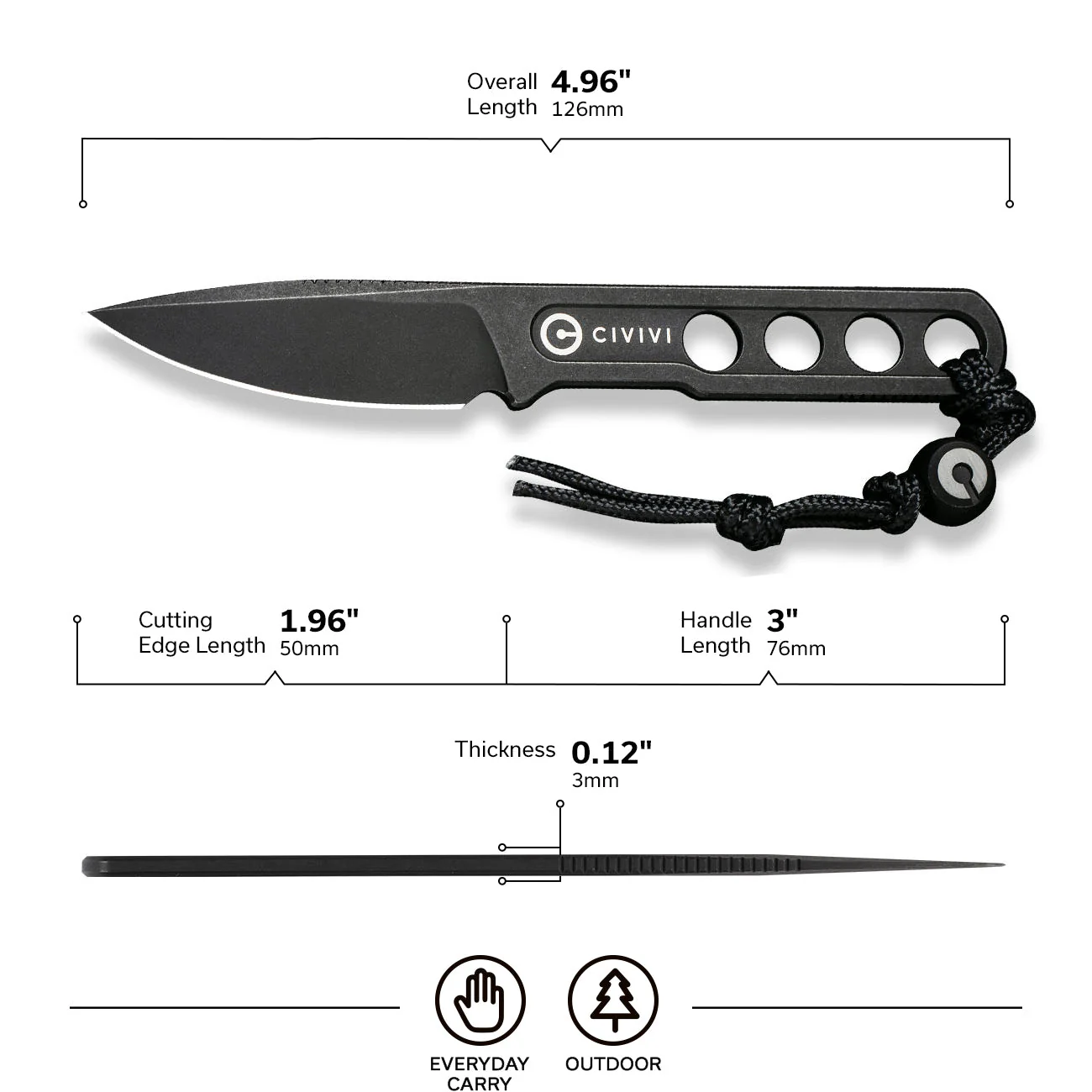 CIVIVI Circulus Fixed Blade Knife (1.96" 10Cr15CoMov Blade) C22012-1 - Image 2