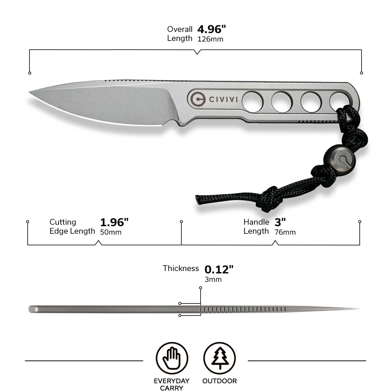 CIVIVI Circulus Fixed Blade Knife (1.96" 10Cr15CoMov Blade) C22012-2 - Image 2