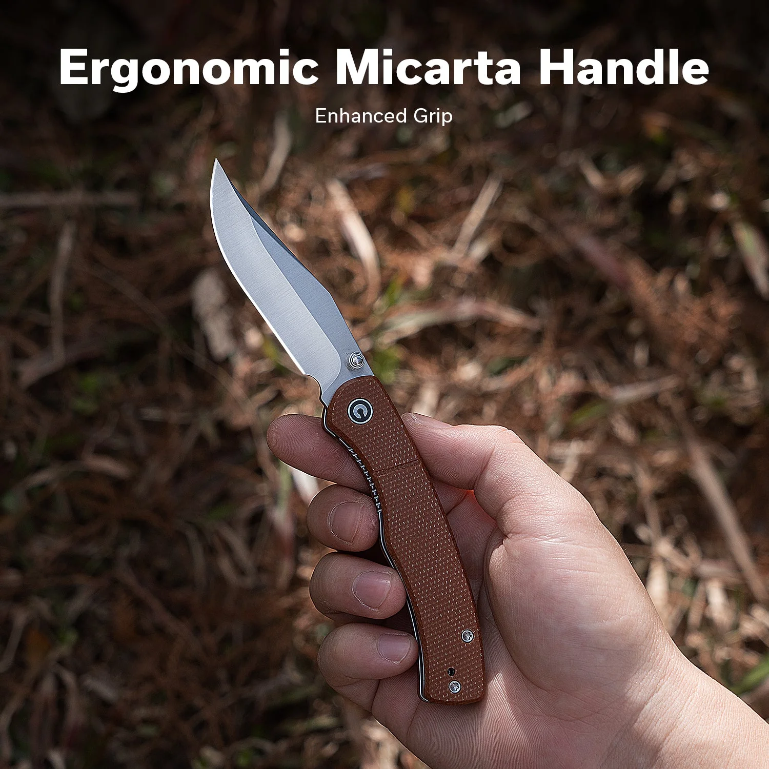 CIVIVI Clingman Front Flipper & Thumb Stud Knife Micarta Handle (2.99" Nitro-V Blade) C23065-3 - Image 4