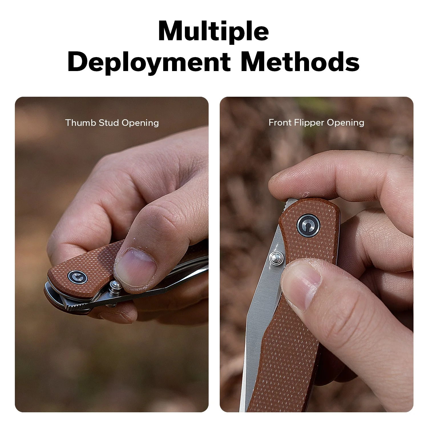 CIVIVI Clingman Front Flipper & Thumb Stud Knife Micarta Handle (2.99" Nitro-V Blade) C23065-3 - Image 5