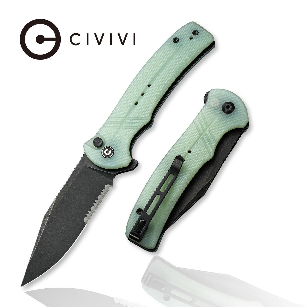 CIVIVI Cogent Flipper & Button Lock Knife G10 Handle (3.47" 14C28N Blade) C20038E-3