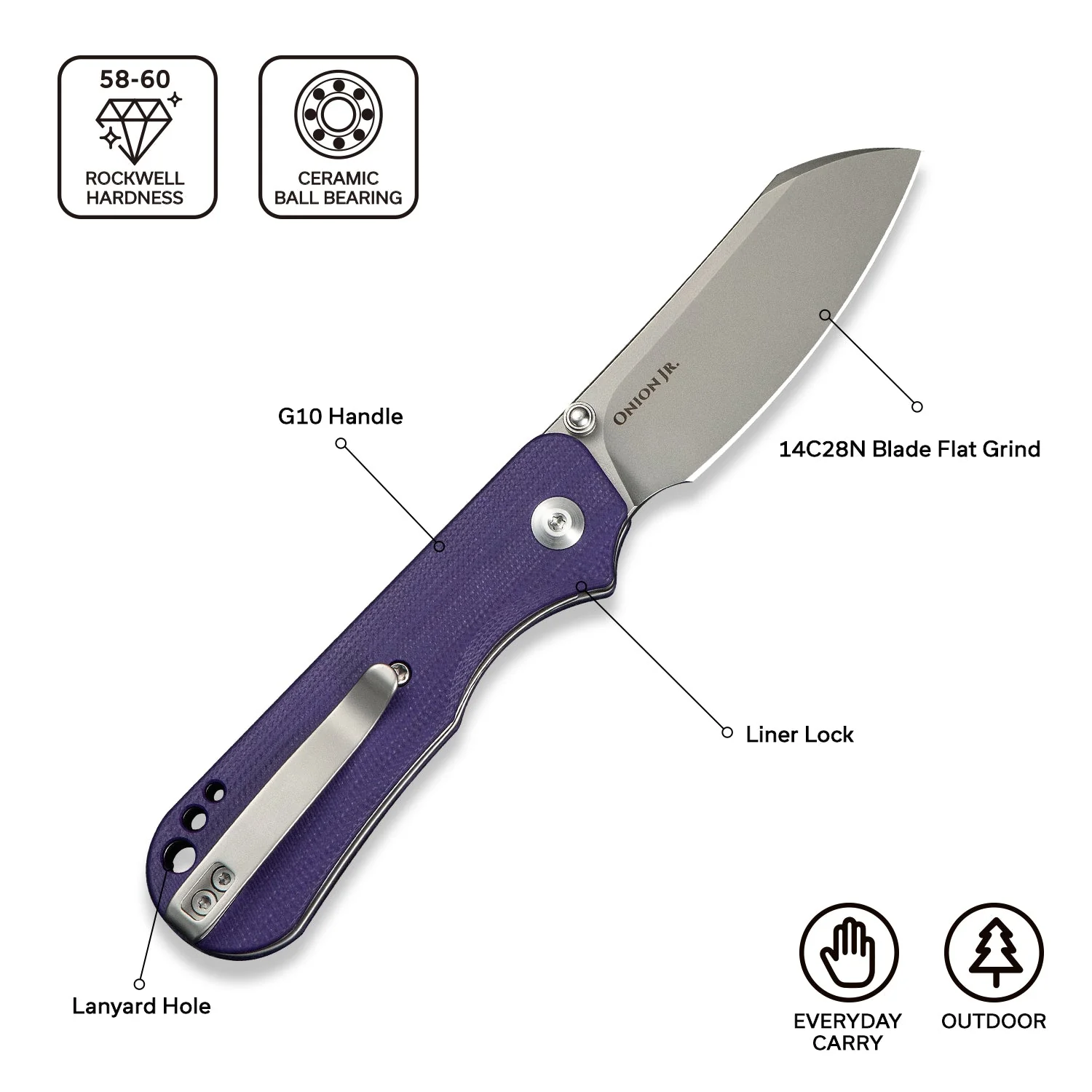 CIVIVI Crabby Thumb Stud Knife G10 Handle (2.7" 14C28N Blade) C24055-2 - Image 6