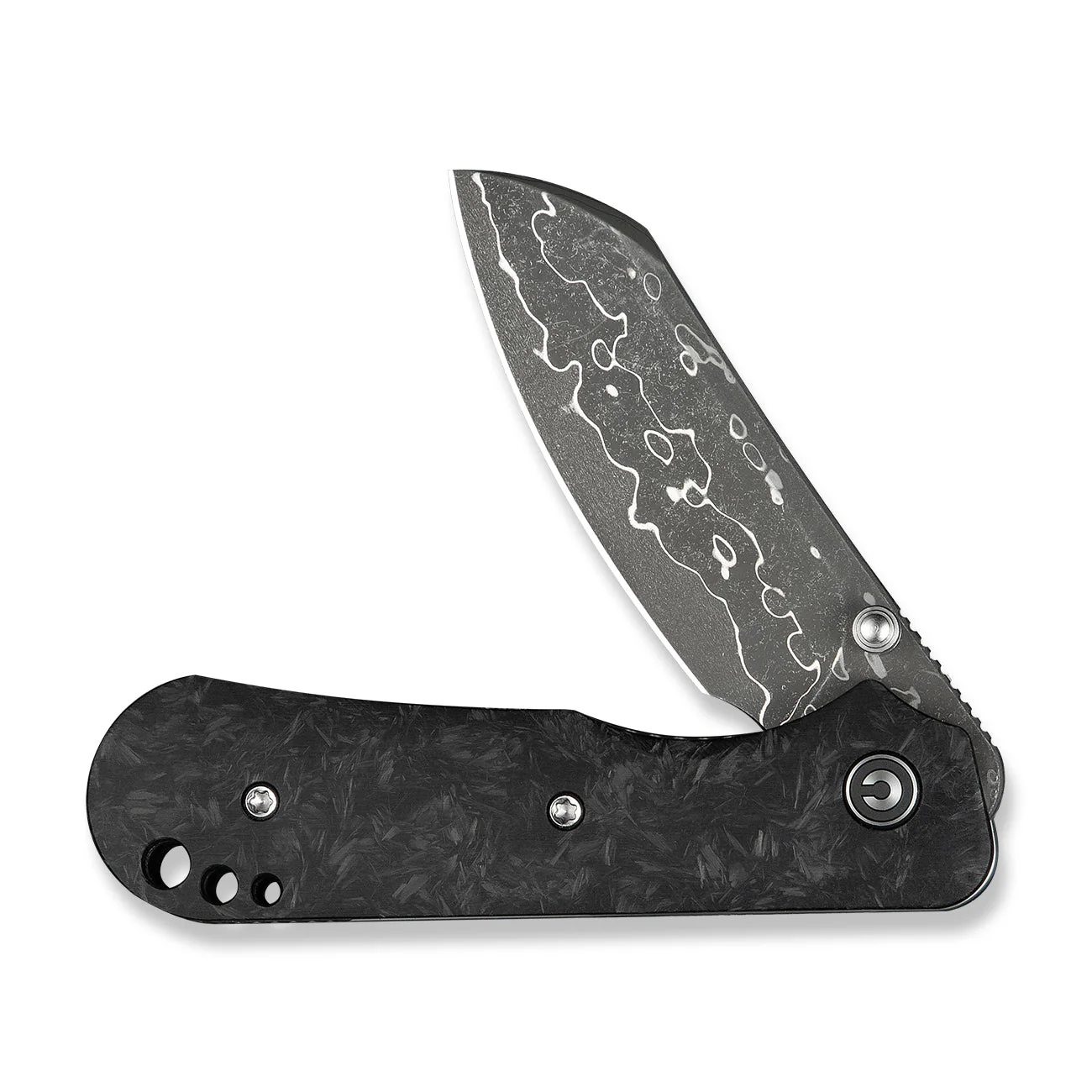 CIVIVI Crabby Thumb Stud Knife Carbon Fiber Handle (2.7" Damascus Blade) C24055-DS1 - Image 11