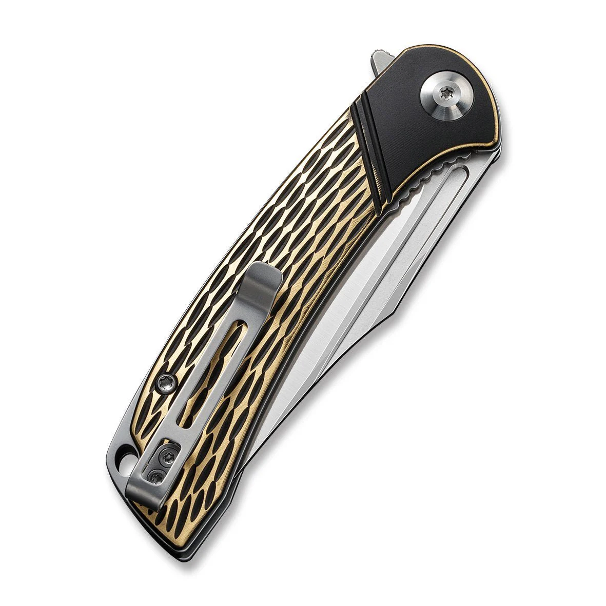 CIVIVI Dogma Flipper & Thumb Hole Knife Brass Handle (3.46" D2 Blade) C2014A - Image 7