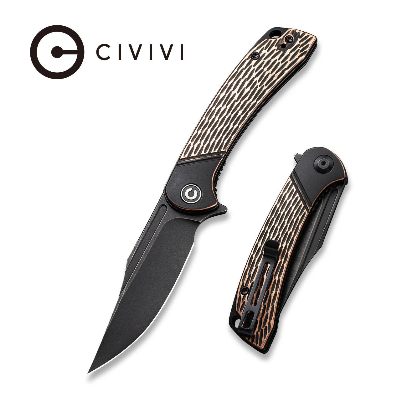 CIVIVI Dogma Flipper & Thumb Hole Knife Copper Handle (3.46" D2 Blade) C2014B