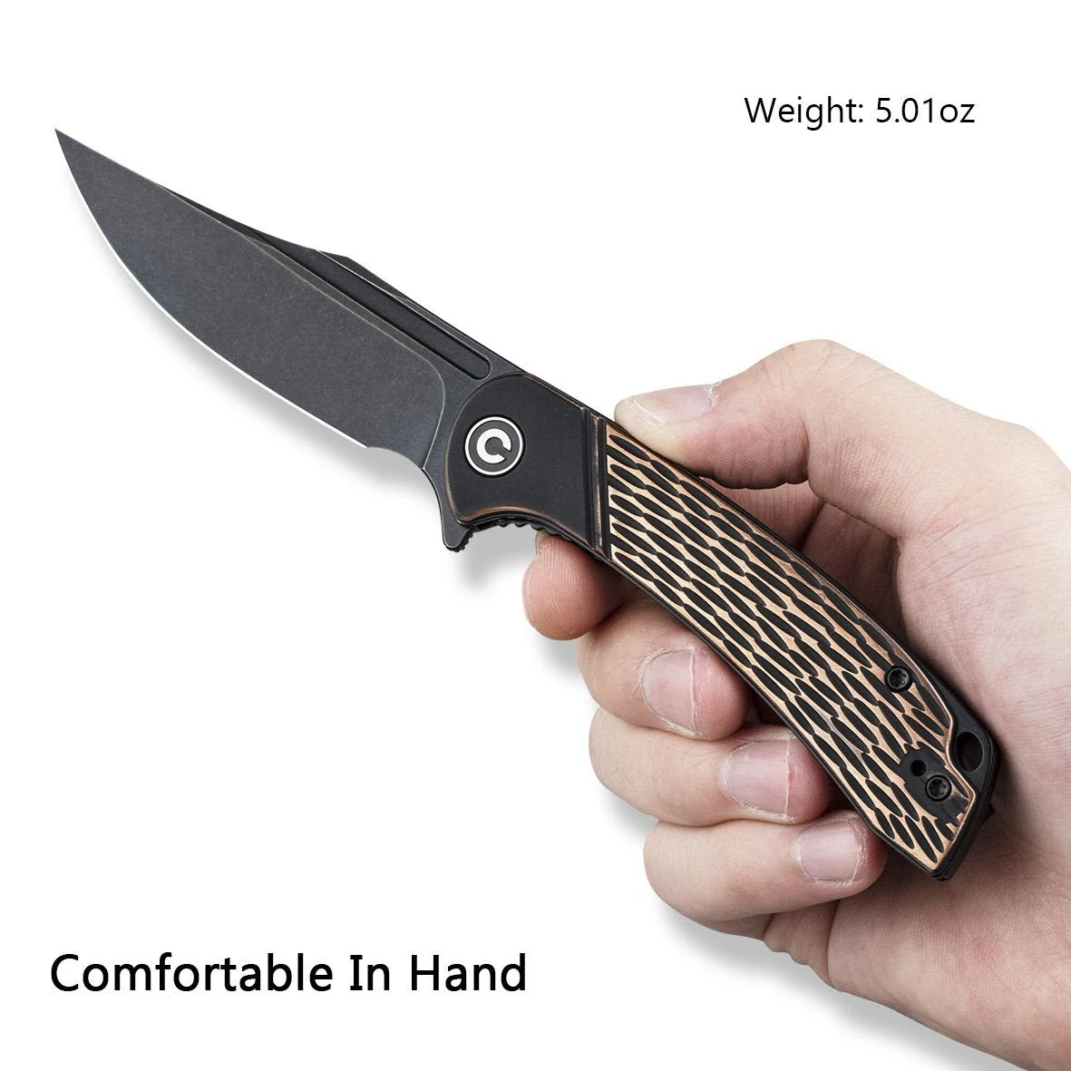 CIVIVI Dogma Flipper & Thumb Hole Knife Copper Handle (3.46" D2 Blade) C2014B - Image 6
