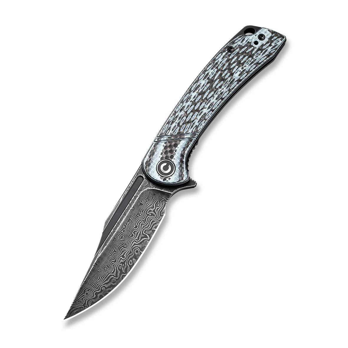 CIVIVI Dogma Flipper & Thumb Hole Knife G10 & Carbon Fiber Handle (3.46" Damascus Blade) C2014DS-1 - Image 3