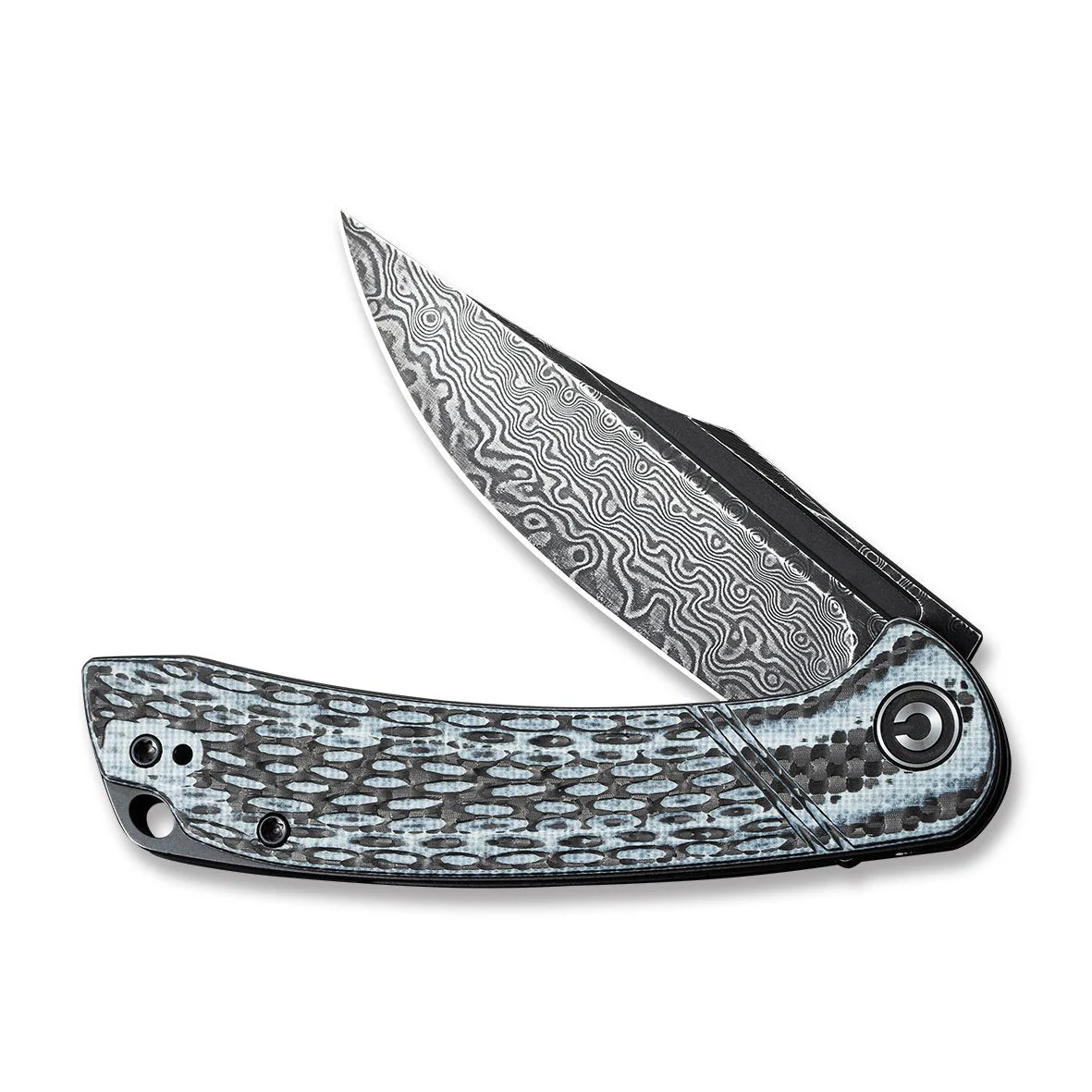 CIVIVI Dogma Flipper & Thumb Hole Knife G10 & Carbon Fiber Handle (3.46" Damascus Blade) C2014DS-1 - Image 4