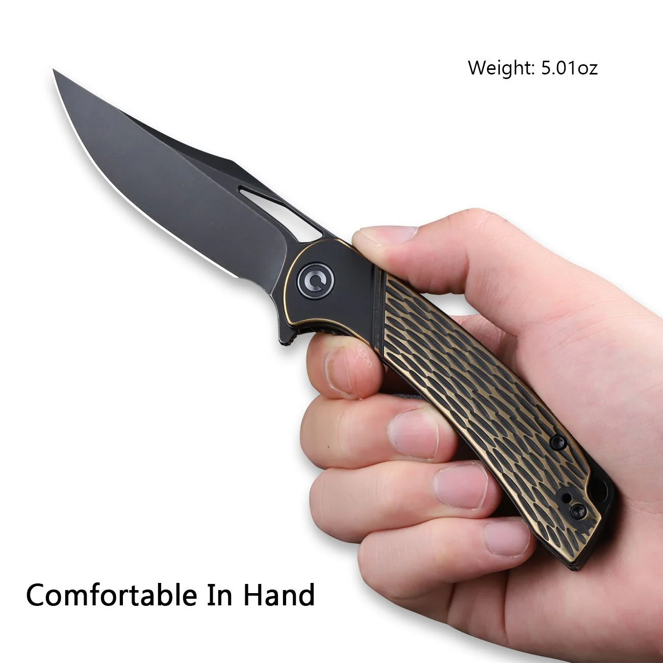 CIVIVI Dogma Flipper & Thumb Hole Knife Copper Handle (3.46" D2 Blade) C2005F - Image 4