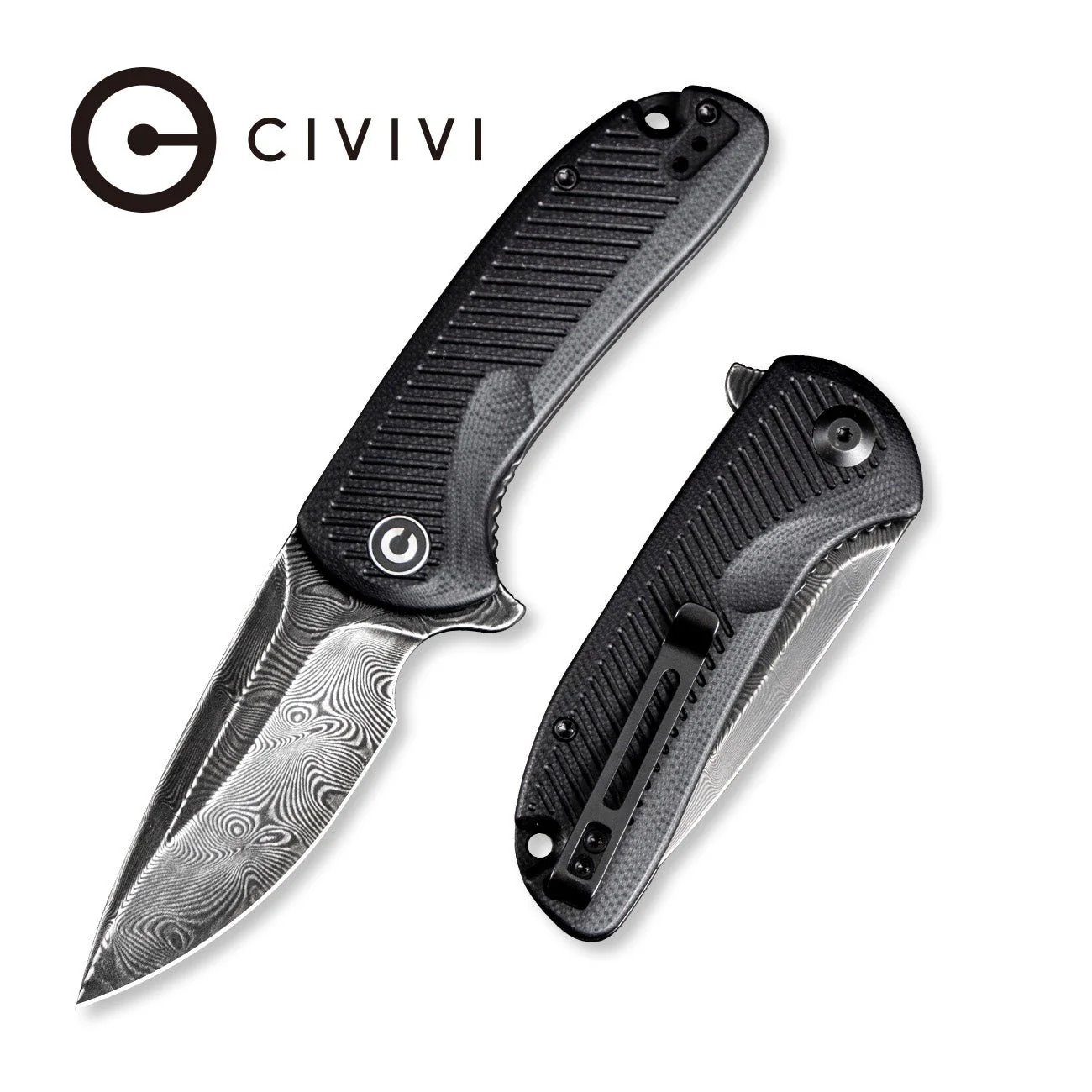 CIVIVI Durus Flipper Knife G10 Handle (3" Damascus Blade) C906DS-3