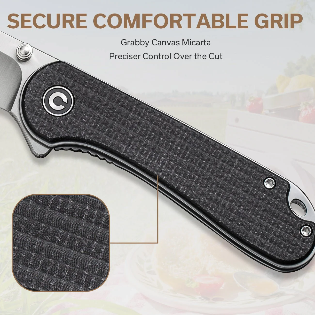 CIVIVI Elementum Flipper & Thumb Stud Knife Micarta Handle (2.97" Nitro-V Blade) C18062AF-3 - Image 3