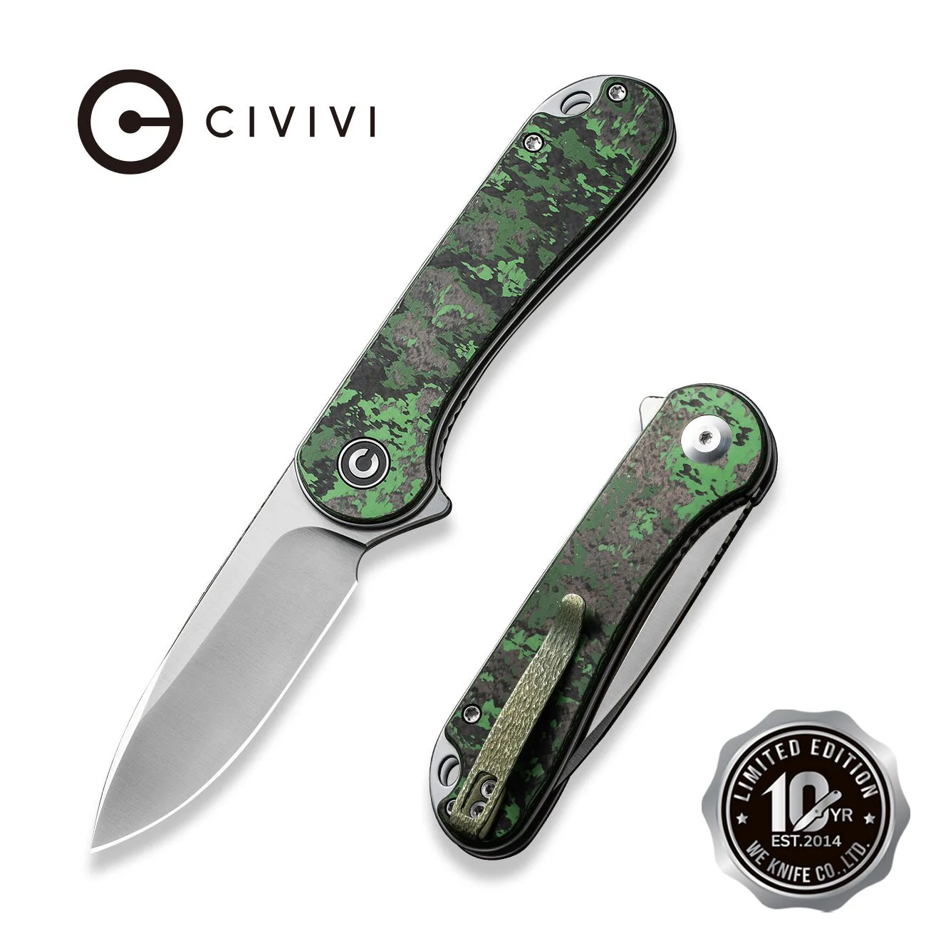 CIVIVI Elementum Flipper Knife FatCarbon Fiber Handle (2.96" CPM S35VN Blade) C907A-6