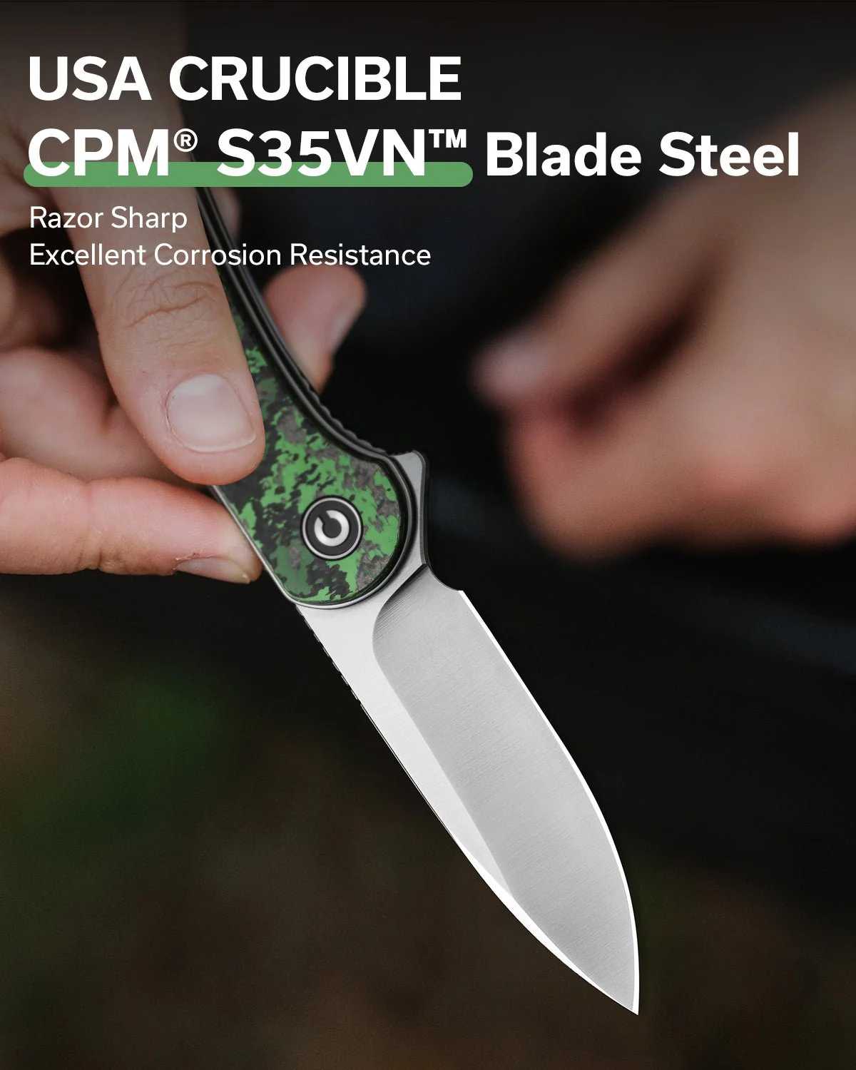 CIVIVI Elementum Flipper Knife FatCarbon Fiber Handle (2.96" CPM S35VN Blade) C907A-6 - Image 2