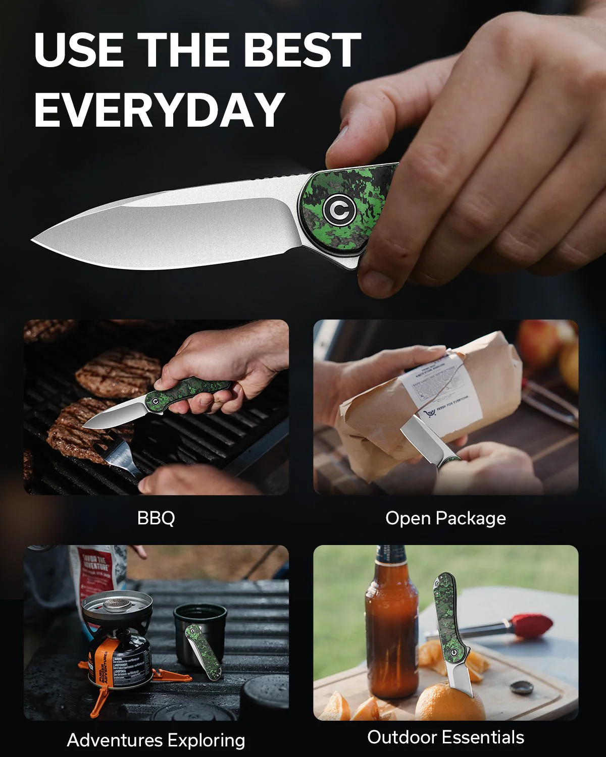 CIVIVI Elementum Flipper Knife FatCarbon Fiber Handle (2.96" CPM S35VN Blade) C907A-6 - Image 4