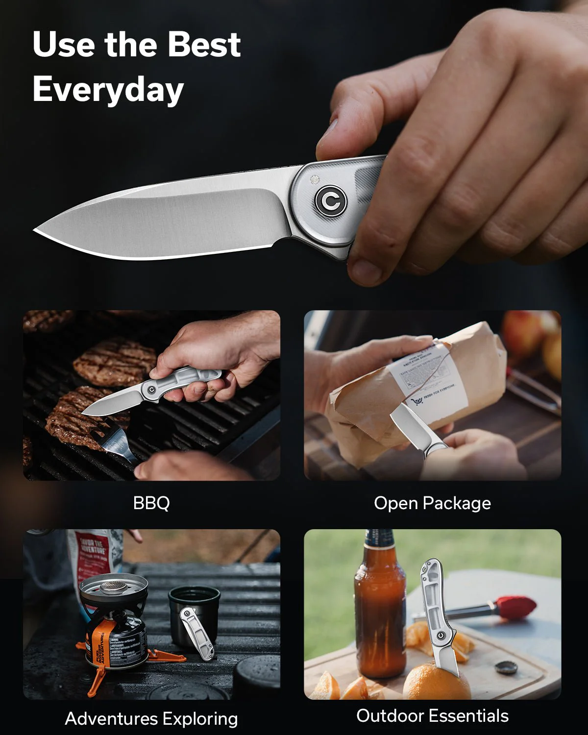 CIVIVI Elementum Flipper Knife Lexan Handle (2.96" D2 Blade) C907A-7 - Image 4