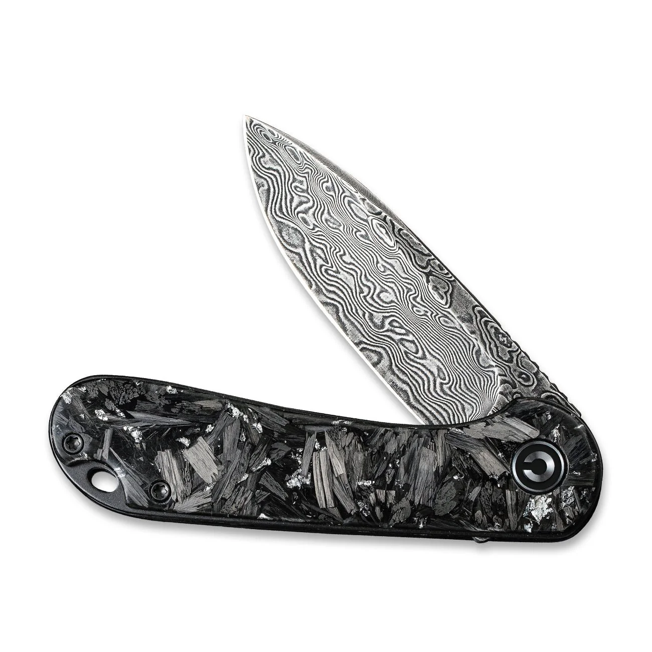 CIVIVI Elementum Flipper Knife Carbon Fiber Handle (2.96" Damascus Blade) C907C-DS2 - Image 4