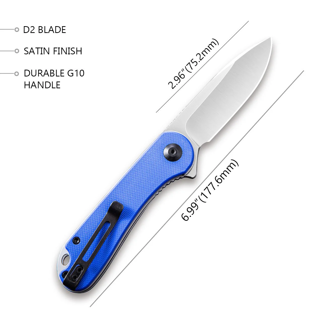 CIVIVI Elementum Flipper Knife G10 Handle (2.96" D2 Blade) C907F - Image 2