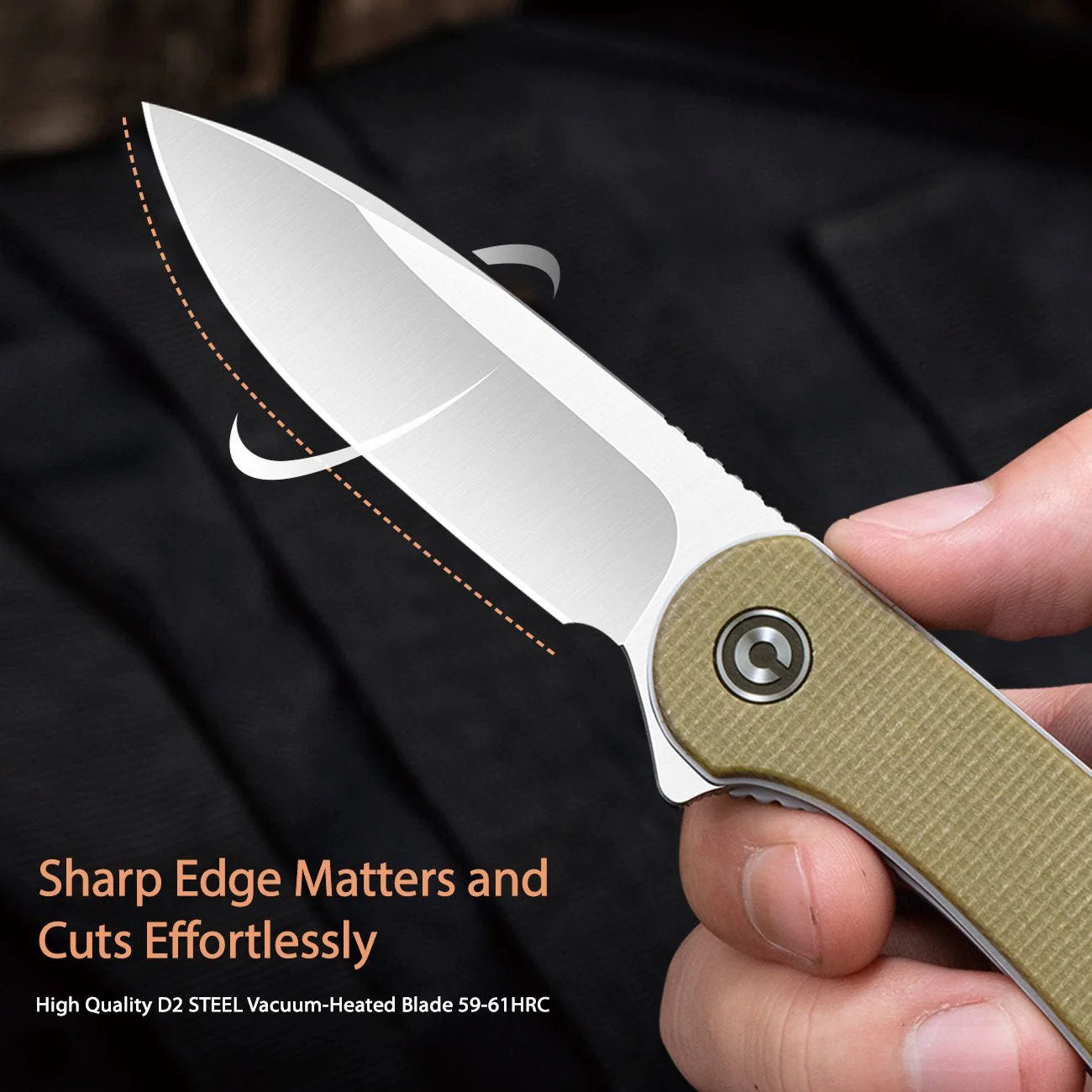 CIVIVI Elementum Flipper Knife Micarta Handle (2.96" D2 Blade) C907S - Image 4