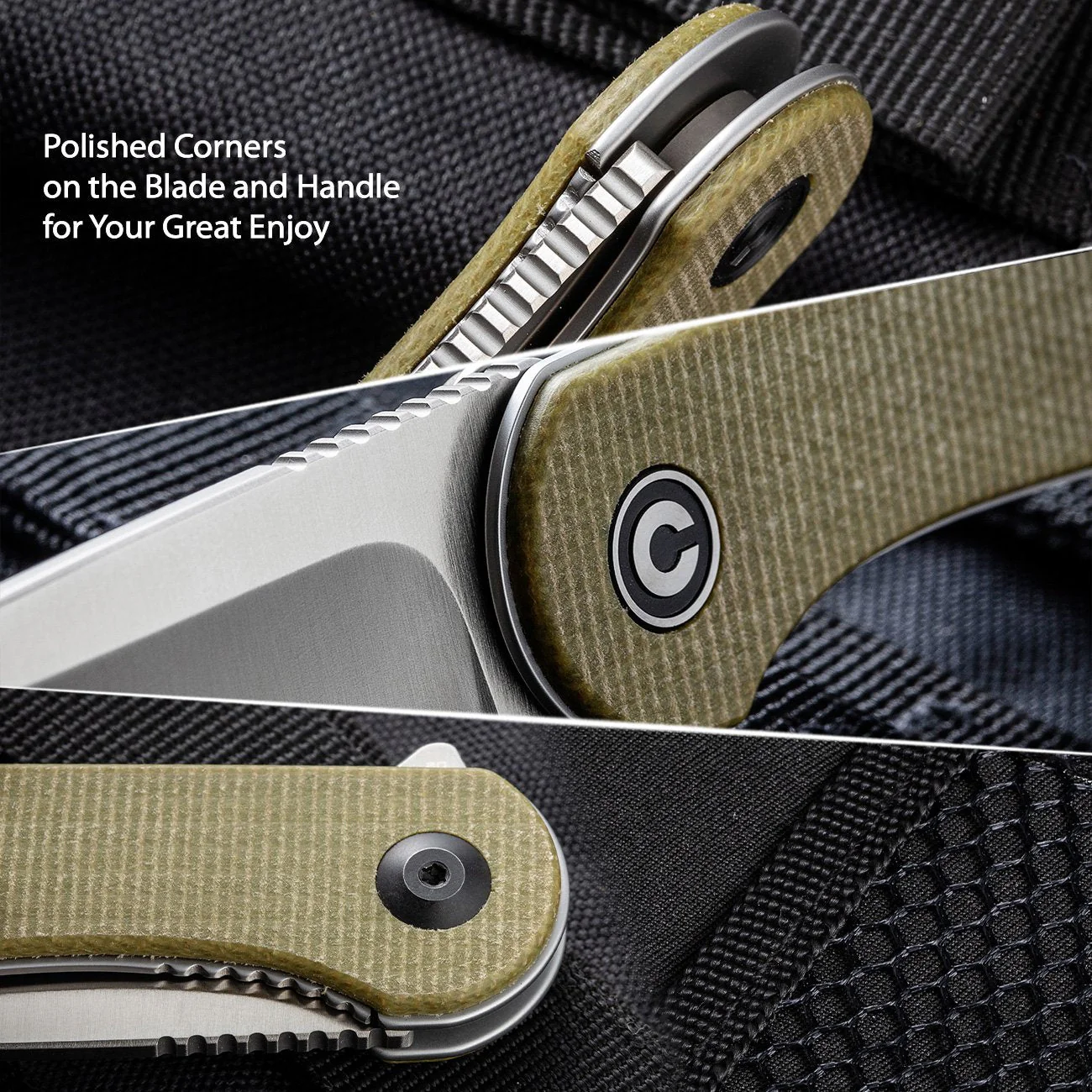 CIVIVI Elementum Flipper Knife Micarta Handle (2.96" D2 Blade) C907S - Image 7