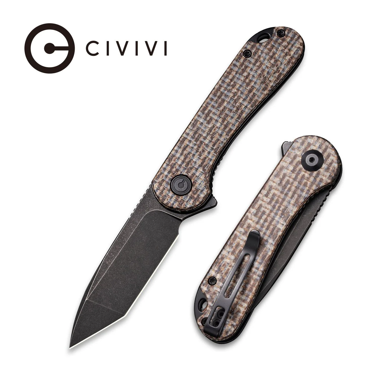 CIVIVI Elementum Flipper Knife Micarta Handle (2.96" D2 Blade) C907T-D