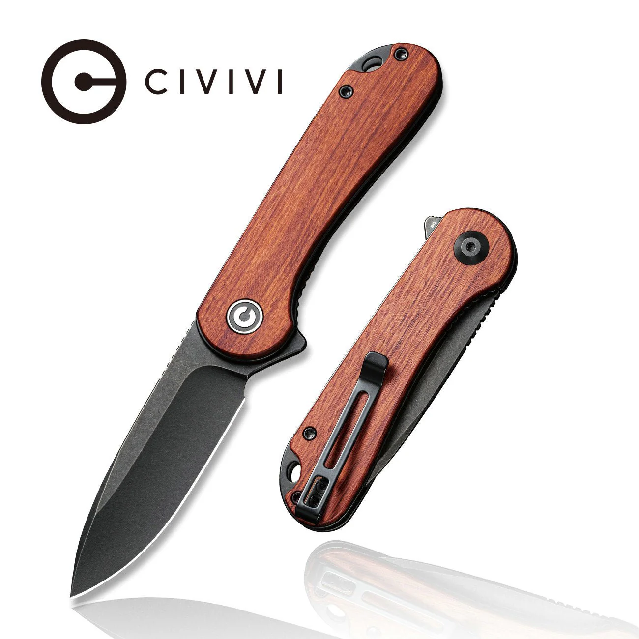CIVIVI Elementum Flipper Knife Wood Handle (2.96" D2 Blade) C907U