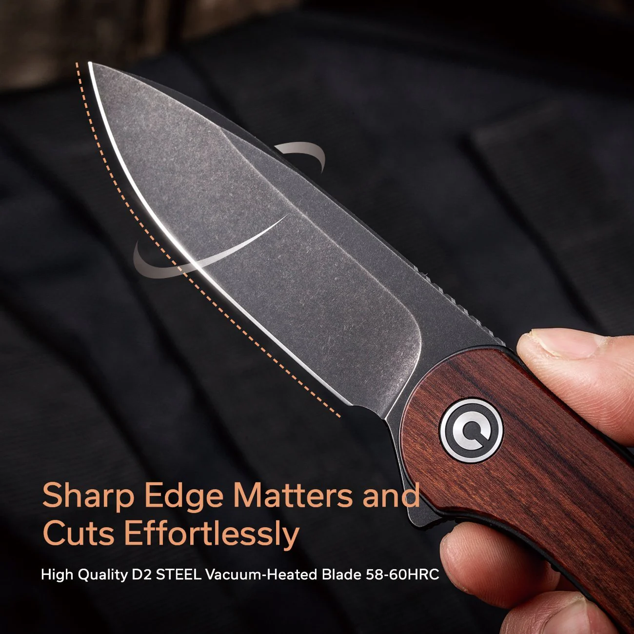 CIVIVI Elementum Flipper Knife Wood Handle (2.96" D2 Blade) C907U - Image 4