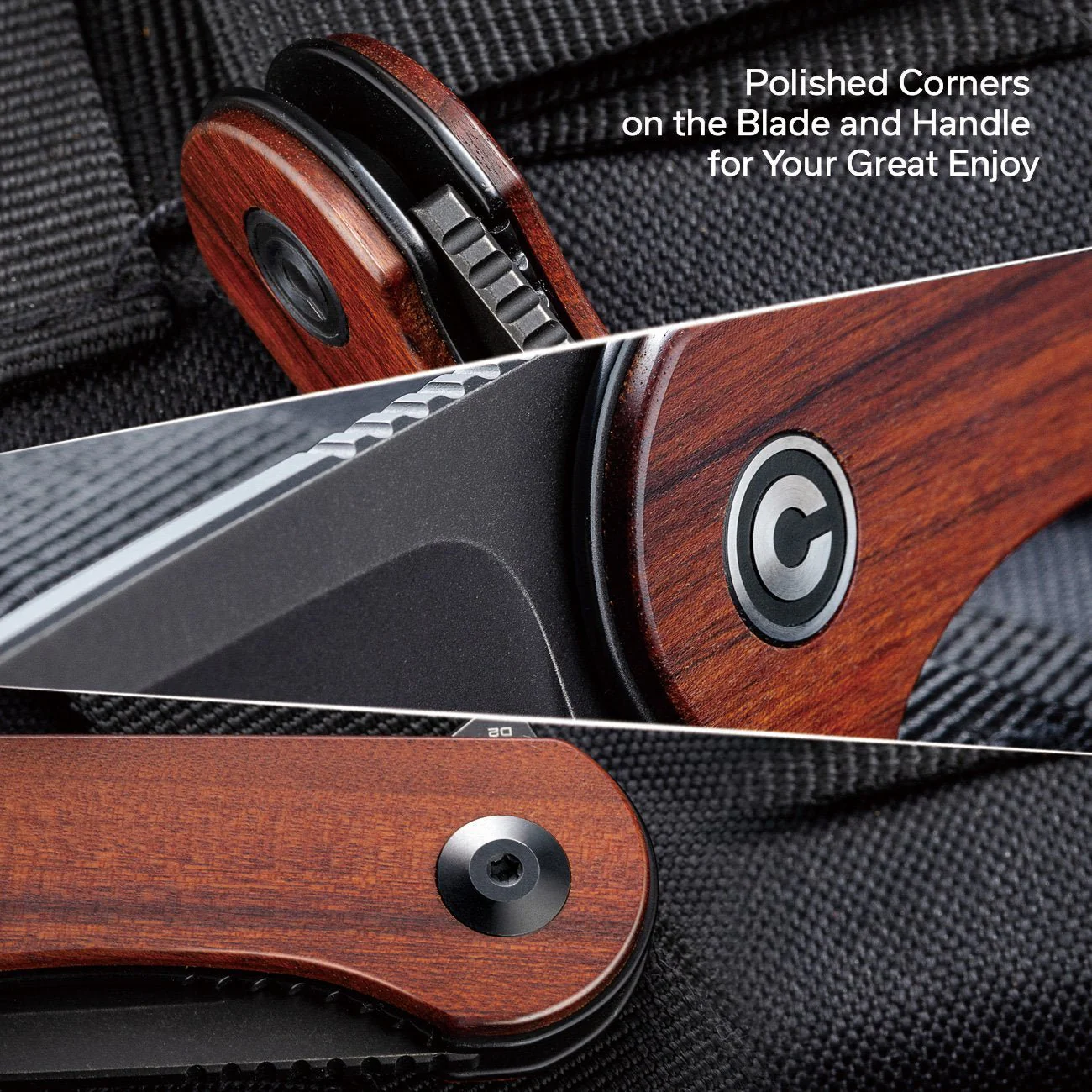 CIVIVI Elementum Flipper Knife Wood Handle (2.96" D2 Blade) C907U - Image 7