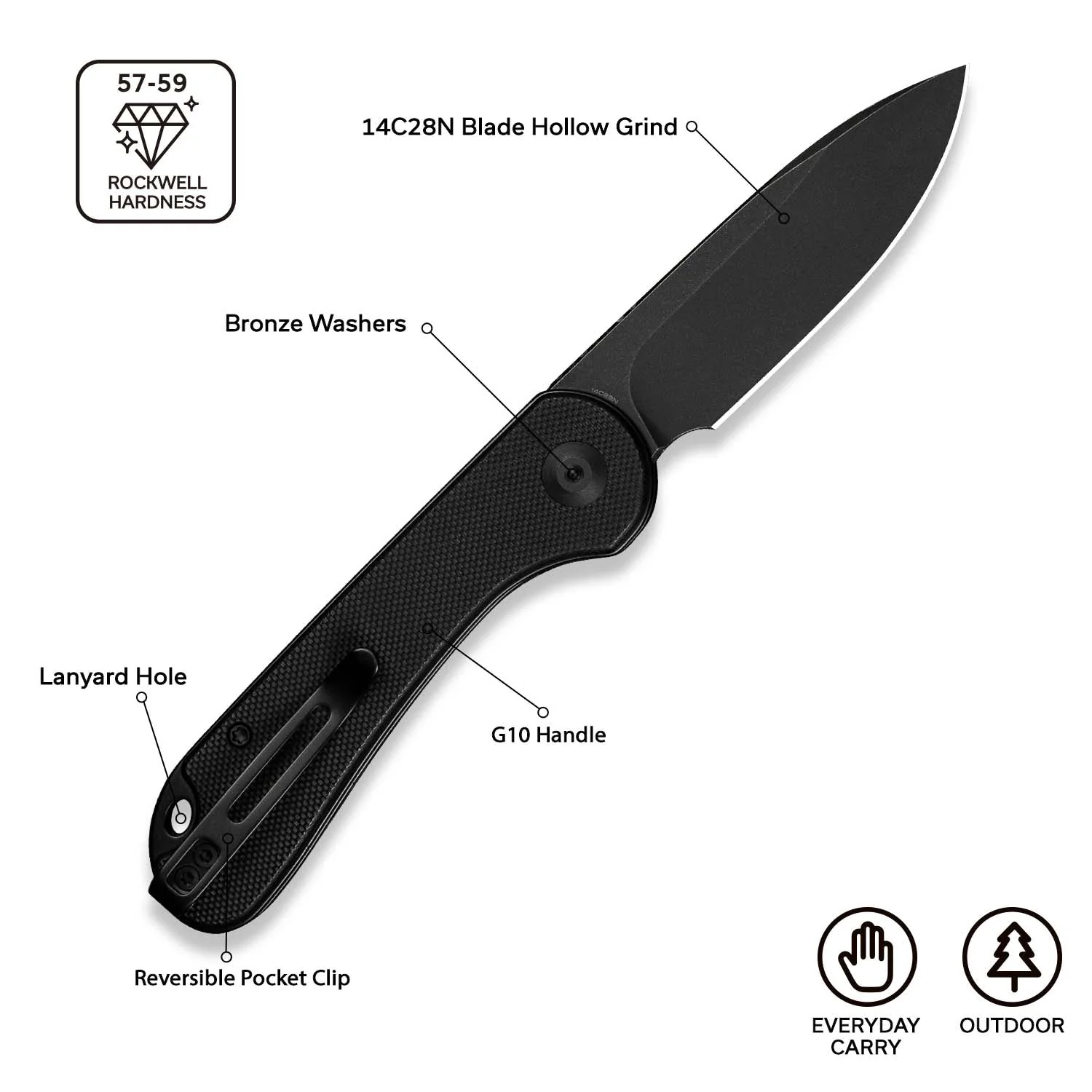 CIVIVI Elementum Slip Joint Knife G10 Handle (2.96" 14C28N Blade) C18062AJ-1 - Image 7