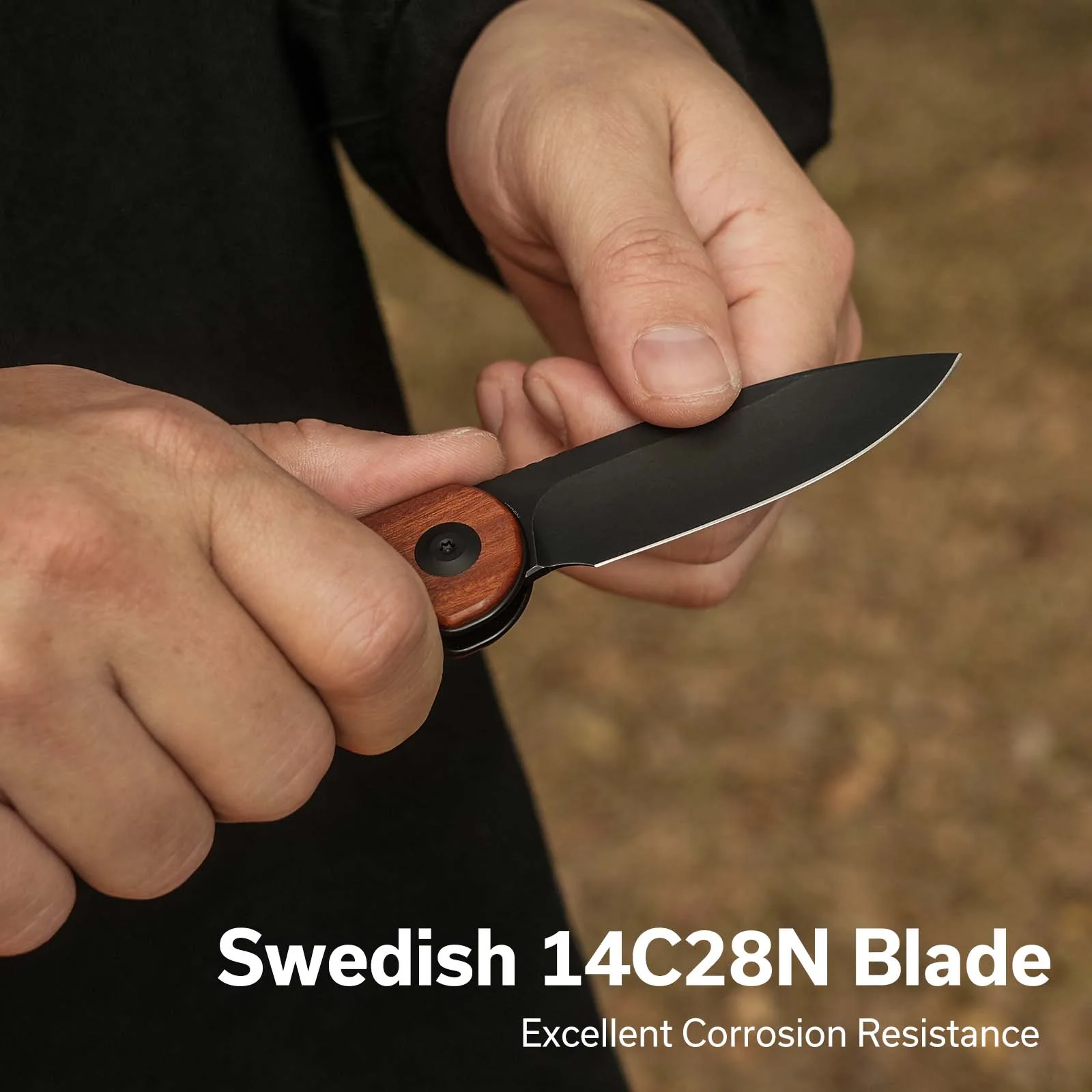 CIVIVI Elementum Slip Joint Knife Wood Handle (2.96" 14C28N Blade) C18062AJ-3 - Image 2