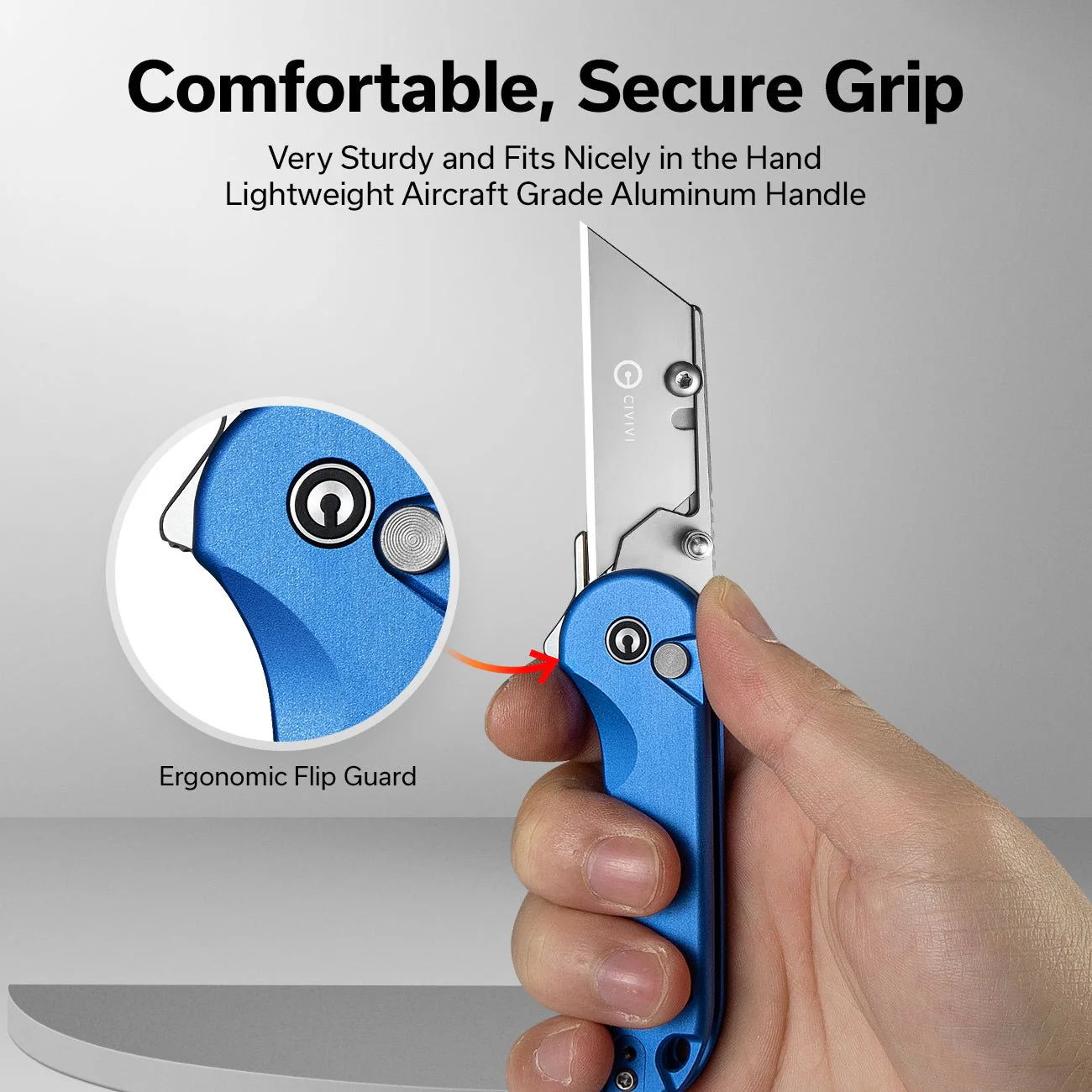 CIVIVI Elementum Utility Thumb Stud & Button Lock Knife Aluminum Handle (2.26" S/S Blade Holder & 6Cr13 Blade) C23039B-2 - Image 4