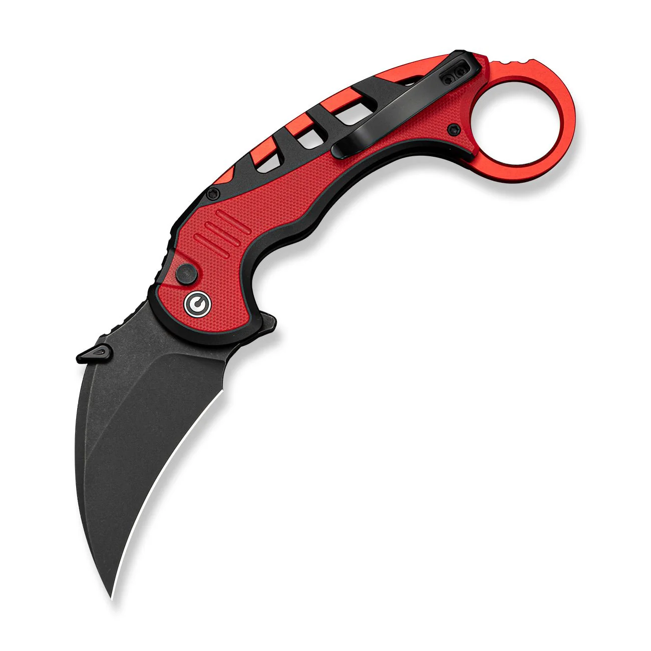 CIVIVI Entelodon Flipper & Button Lock Knife Black Aluminum & Red G10 Handle (2.6" Black Stonewashed 14C28N Blade) C25064 Sample1 - Image 3