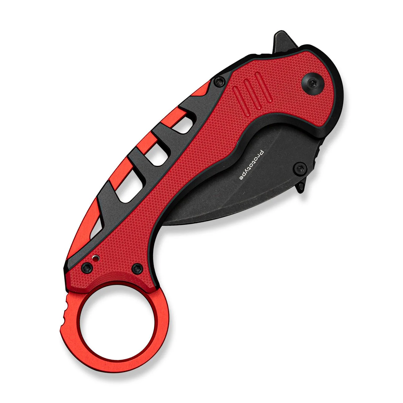 CIVIVI Entelodon Flipper & Button Lock Knife Black Aluminum & Red G10 Handle (2.6" Black Stonewashed 14C28N Blade) C25064 Sample1 - Image 4