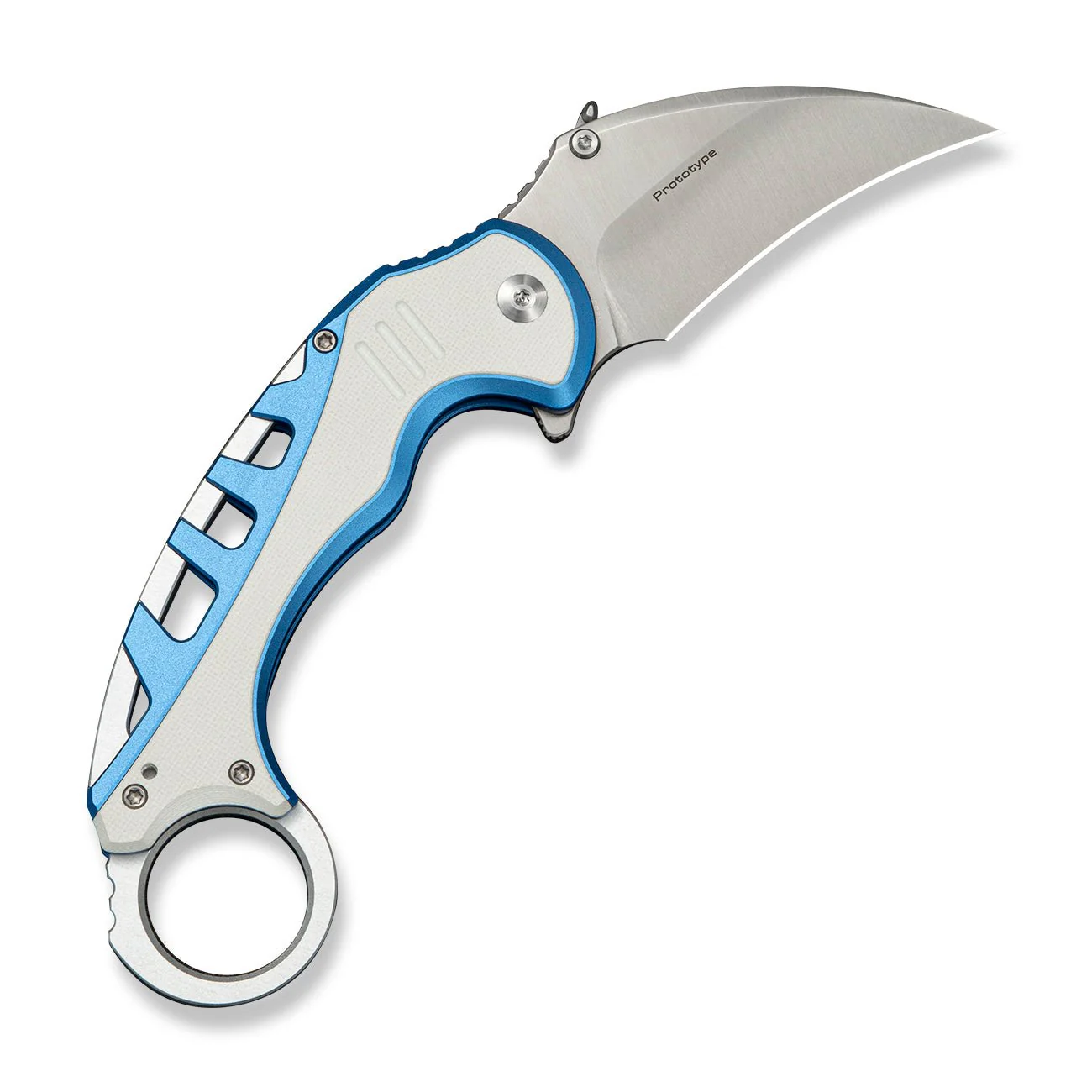 CIVIVI Entelodon Flipper & Button Lock Knife Blue Aluminum & White G10 Handle (2.6" Satin Finished 14C28N Blade) C25064 Sample2 - Image 2