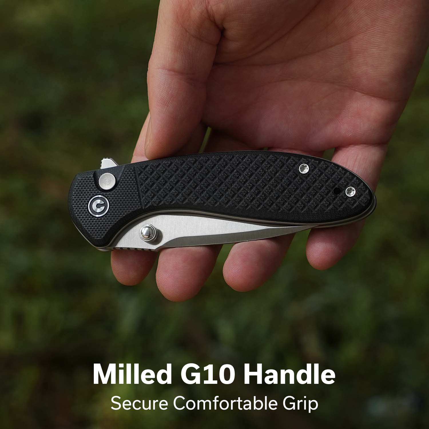 CIVIVI Faeger Flipper & Thumb Stud & Button Lock Knife Milled Black G10 Handle (2.98" Satin Finished 14C28N Blade) C24031-1 - Image 4