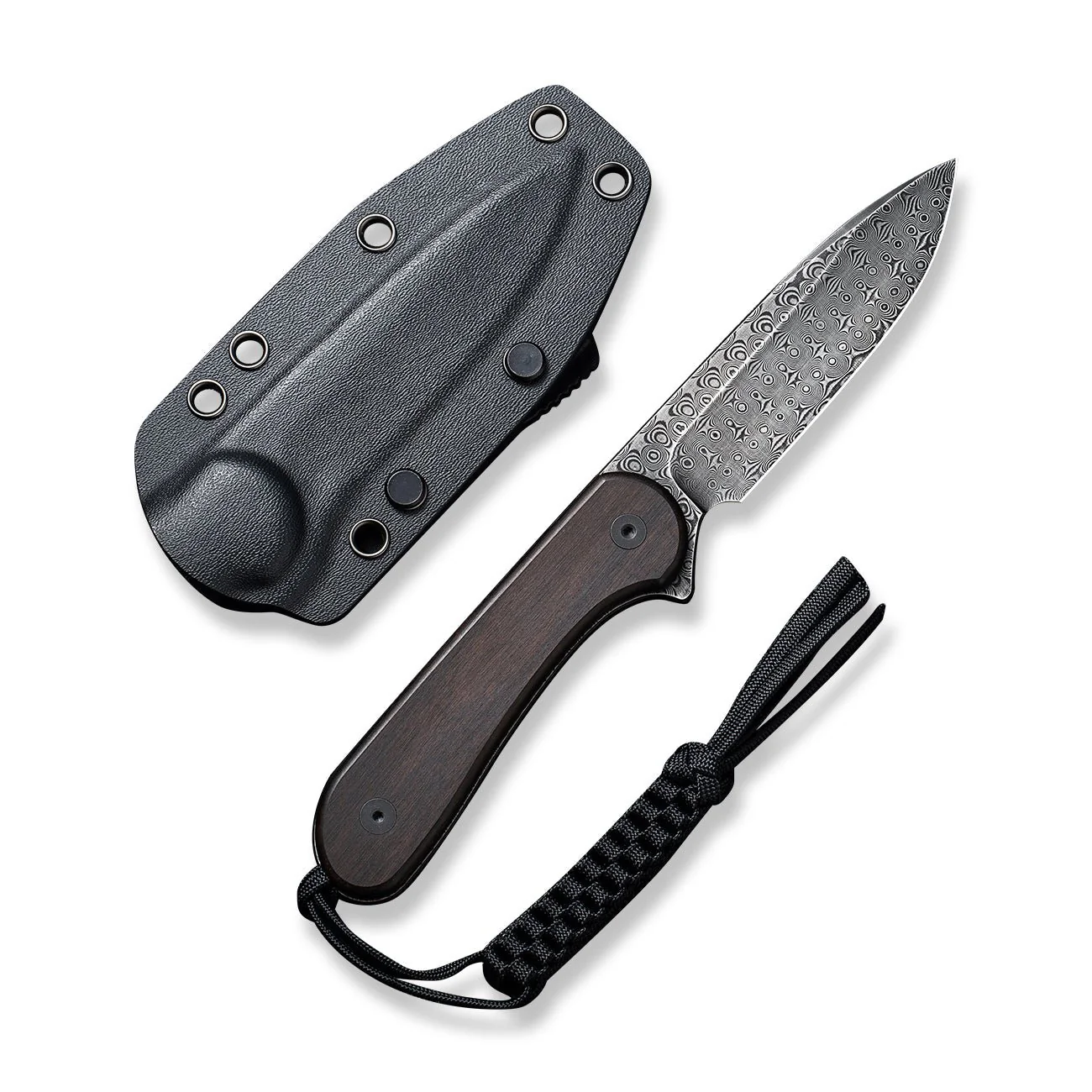 CIVIVI Fixed Blade Elementum Tactical Knife Wood Handle (3.98" Damascus Blade) C2105-DS1 - Image 3