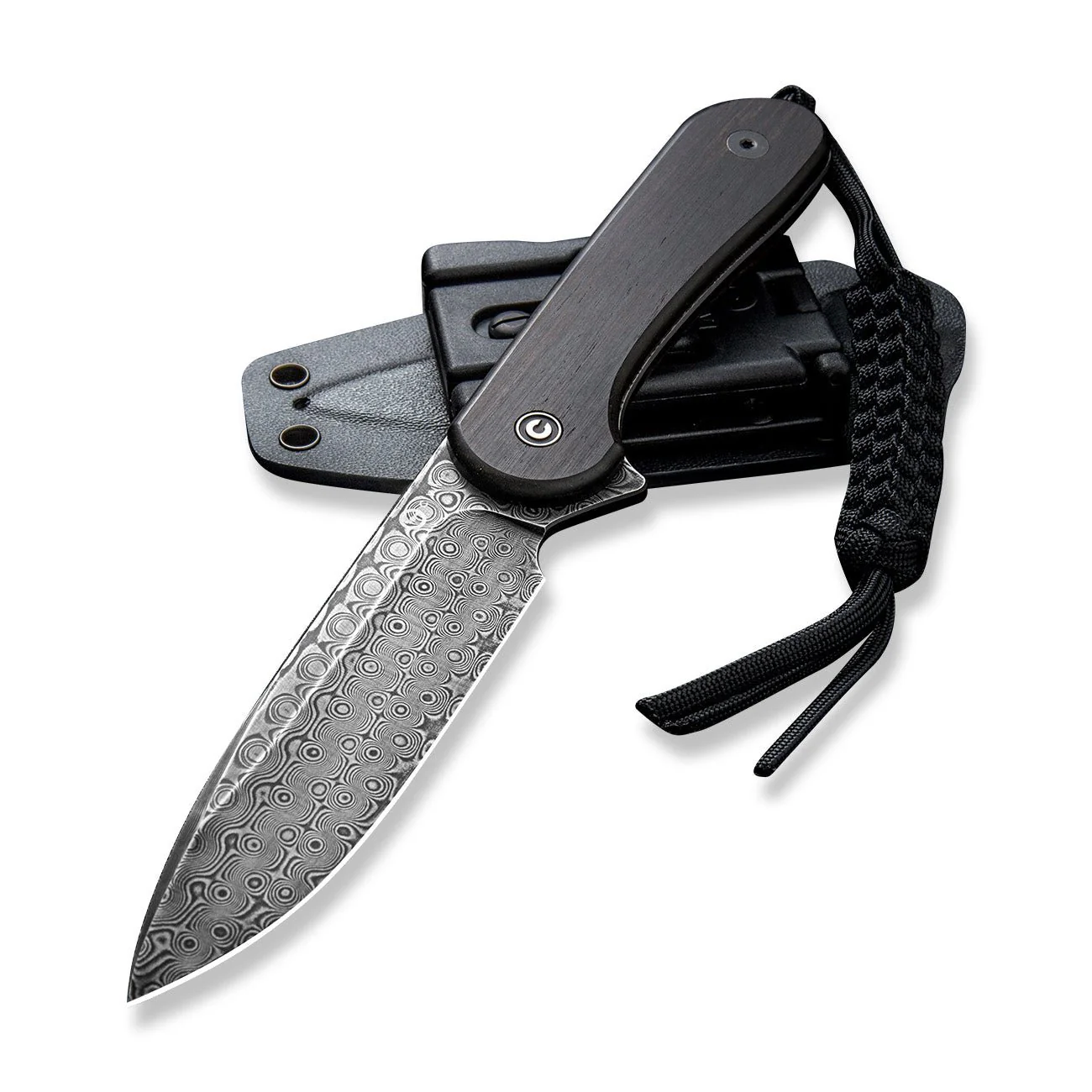 CIVIVI Fixed Blade Elementum Tactical Knife Wood Handle (3.98" Damascus Blade) C2105-DS1 - Image 5