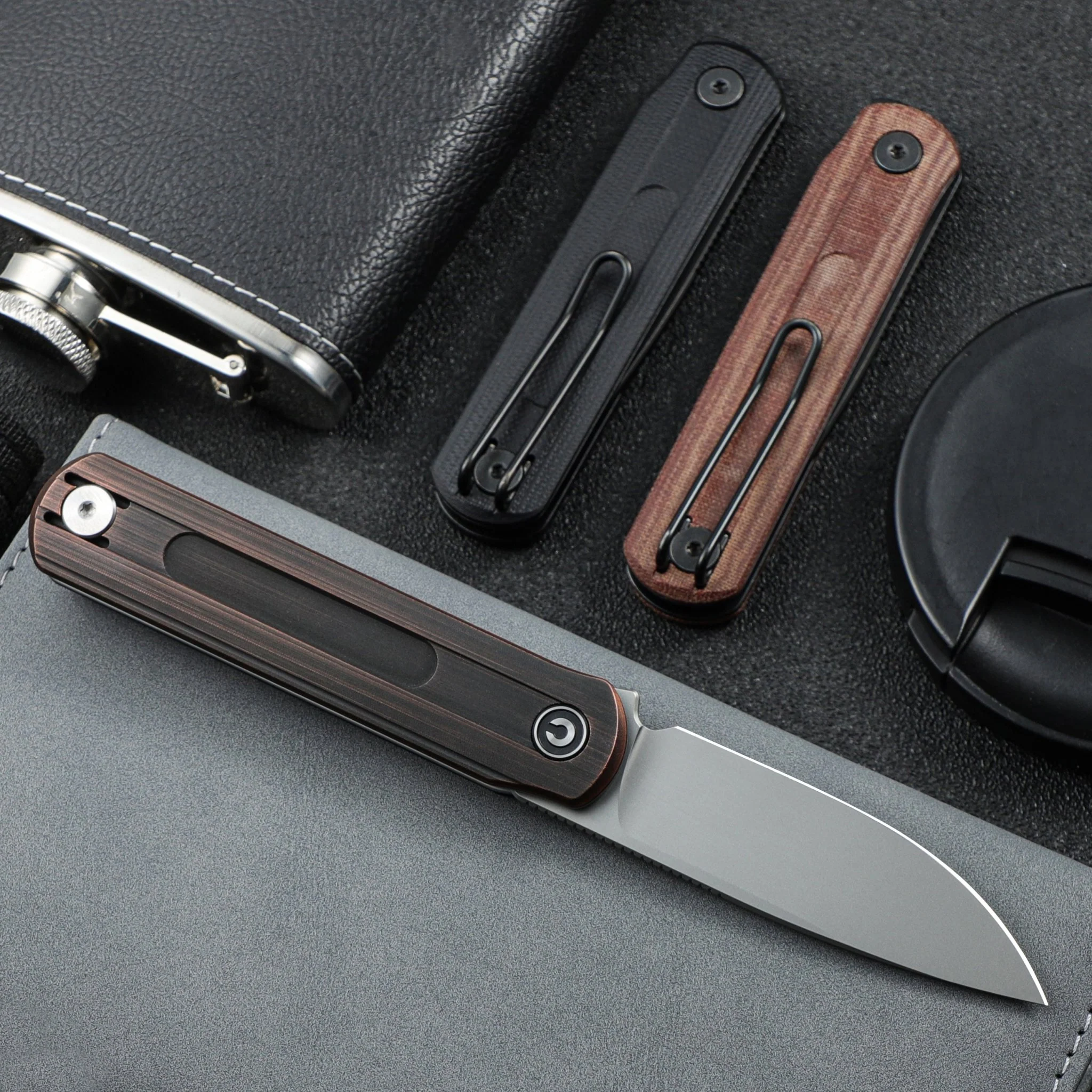CIVIVI Foldis Slip Joint & Top Flipper Knife Copper Handle (2.67" Nitro-V Blade) C21044-1 - Image 4