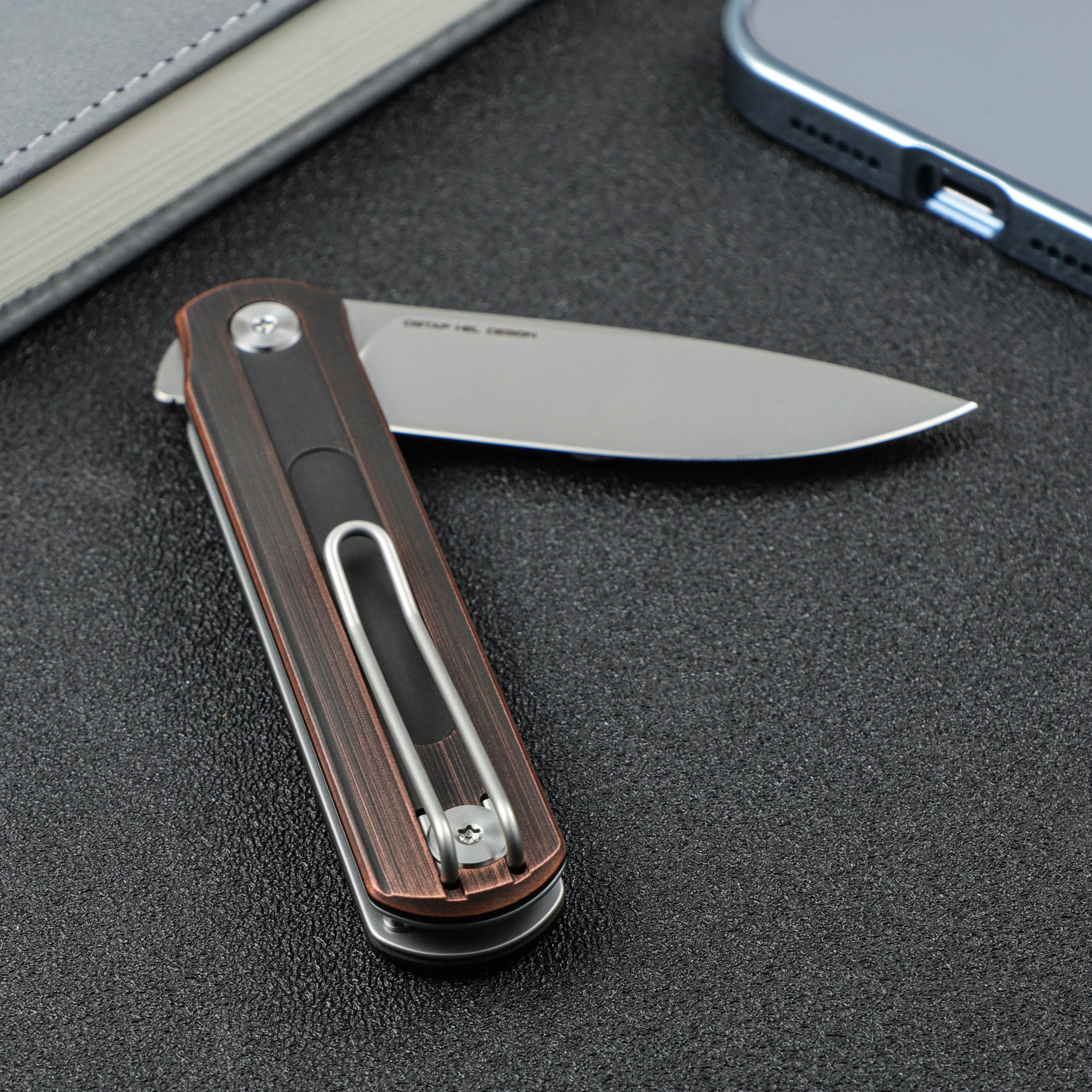 CIVIVI Foldis Slip Joint & Top Flipper Knife Copper Handle (2.67" Nitro-V Blade) C21044-1 - Image 5